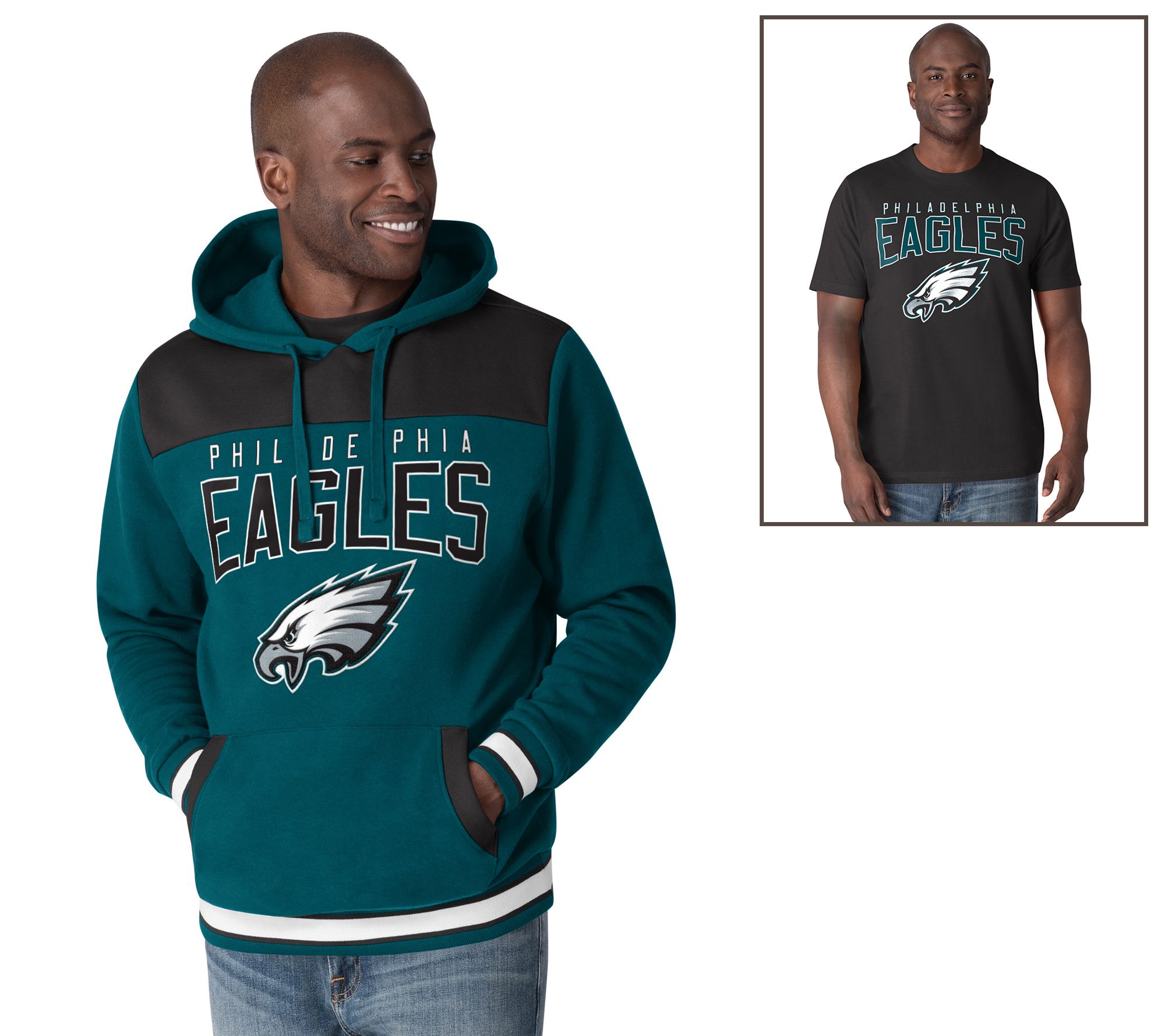 NFL Color Block Pullover Hoodie and T-Shirt Combo - QVC.com