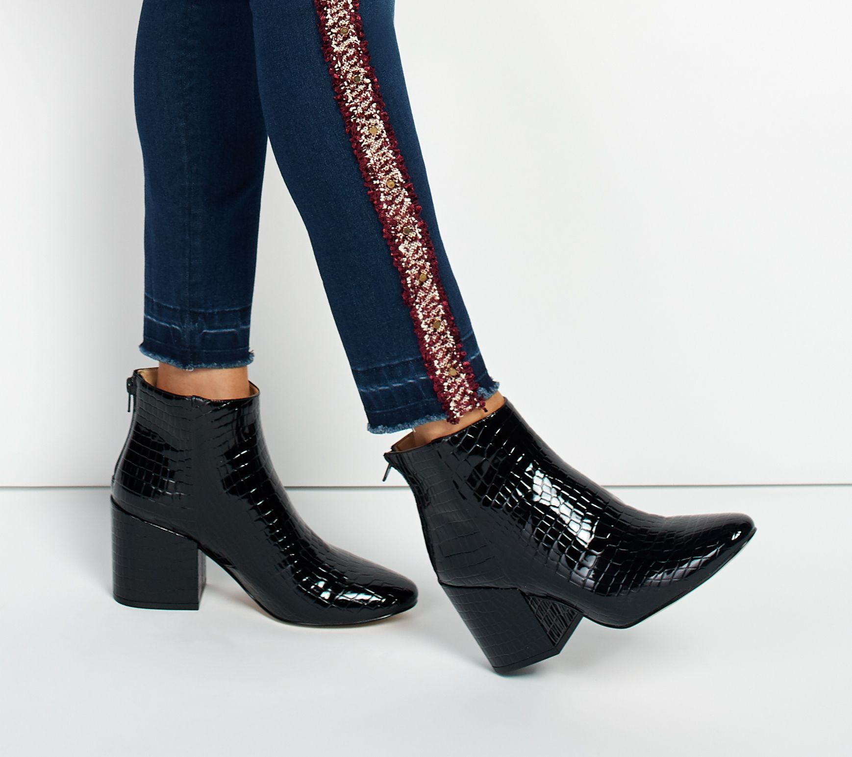 Katy Perry Croco Embossed Ankle Boots - The Hudson - QVC.com