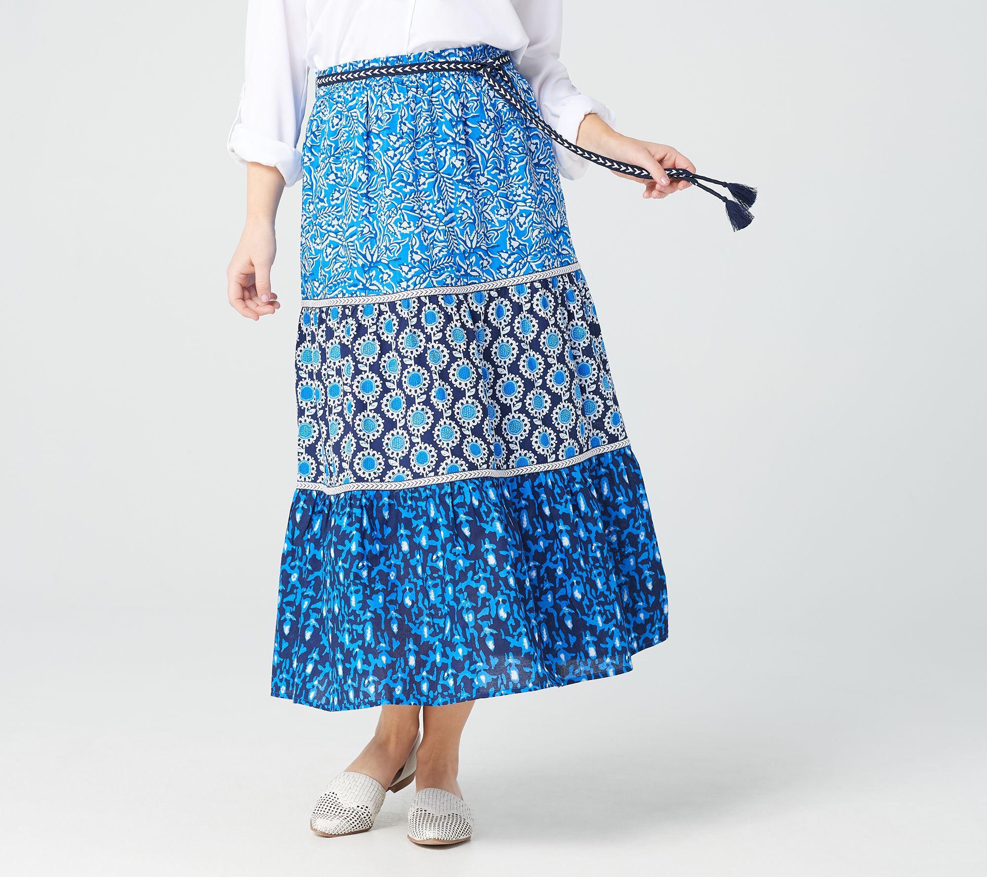 mid length pleated skirts qvc
