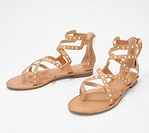  Laurie Felt Leather Strappy Sandals with Hardware Detail - A379103