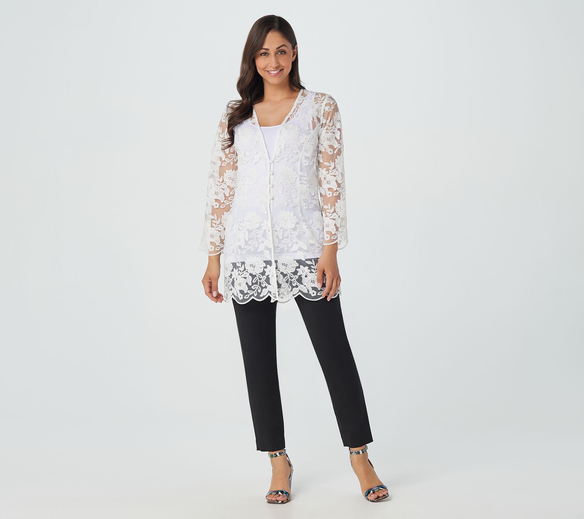 Linea by Louis Dell'Olio Embroidered Lace Jacket - QVC.com