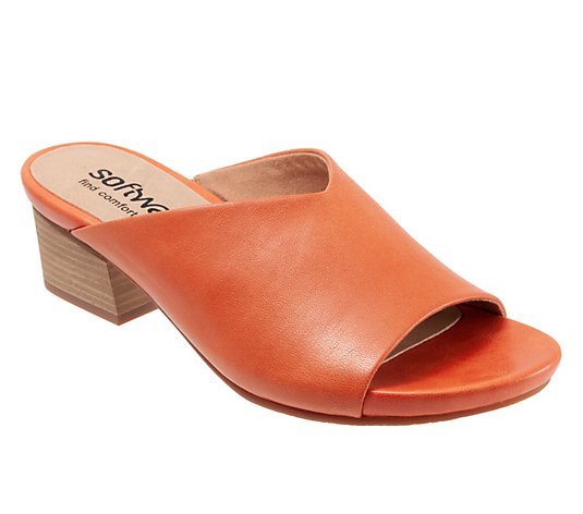 SoftWalk Leather Minimalist Slide Sandals - Parker
