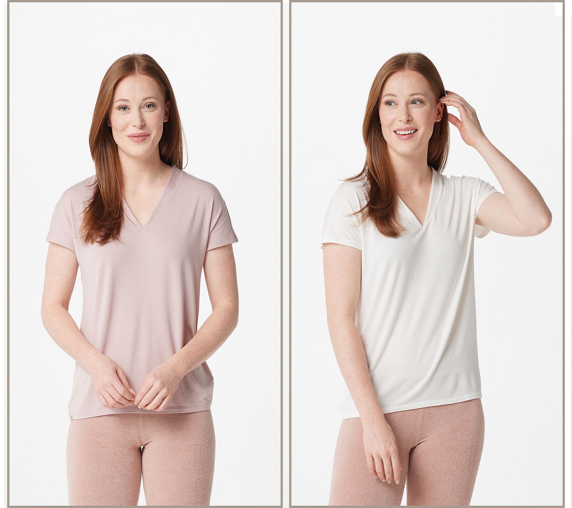 "As Is" Barefoot Dreams Malibu Set of 2 Short Sleeve Tees