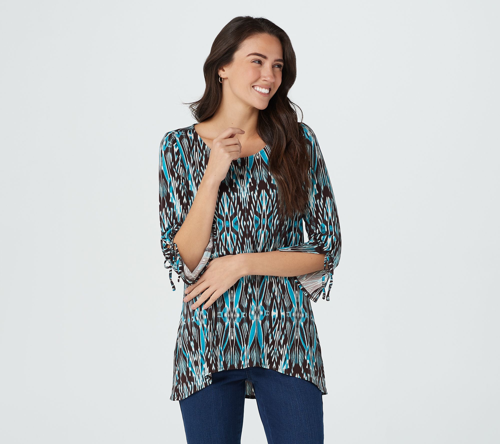 "As Is" Belle by Kim Gravel 3/4Sleeve Printed Knit Top