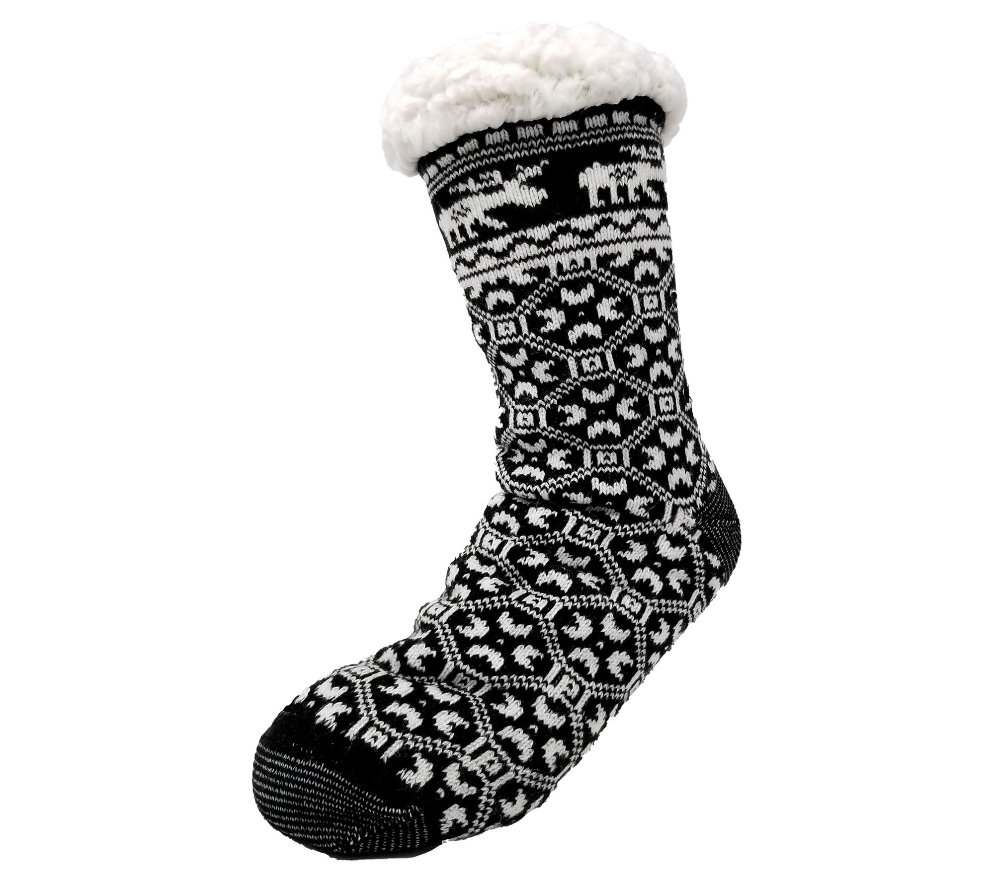 Gaahuu Women's Moose Cabin Sock with Faux Shearling Lining
