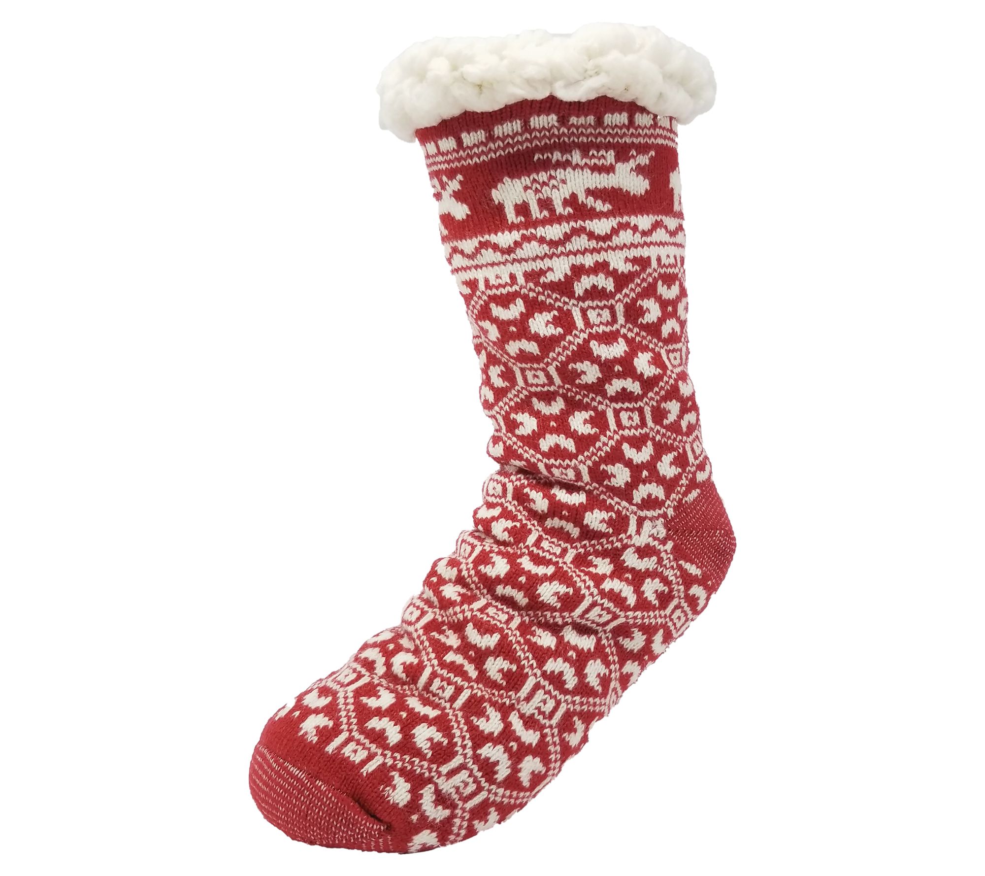 Gaahuu Women's Moose Cabin Sock with Faux Shearling Lining