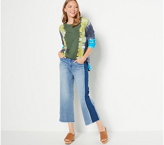 LOGO by Lori Goldstein Wide Leg Cropped Jean with Side Panel