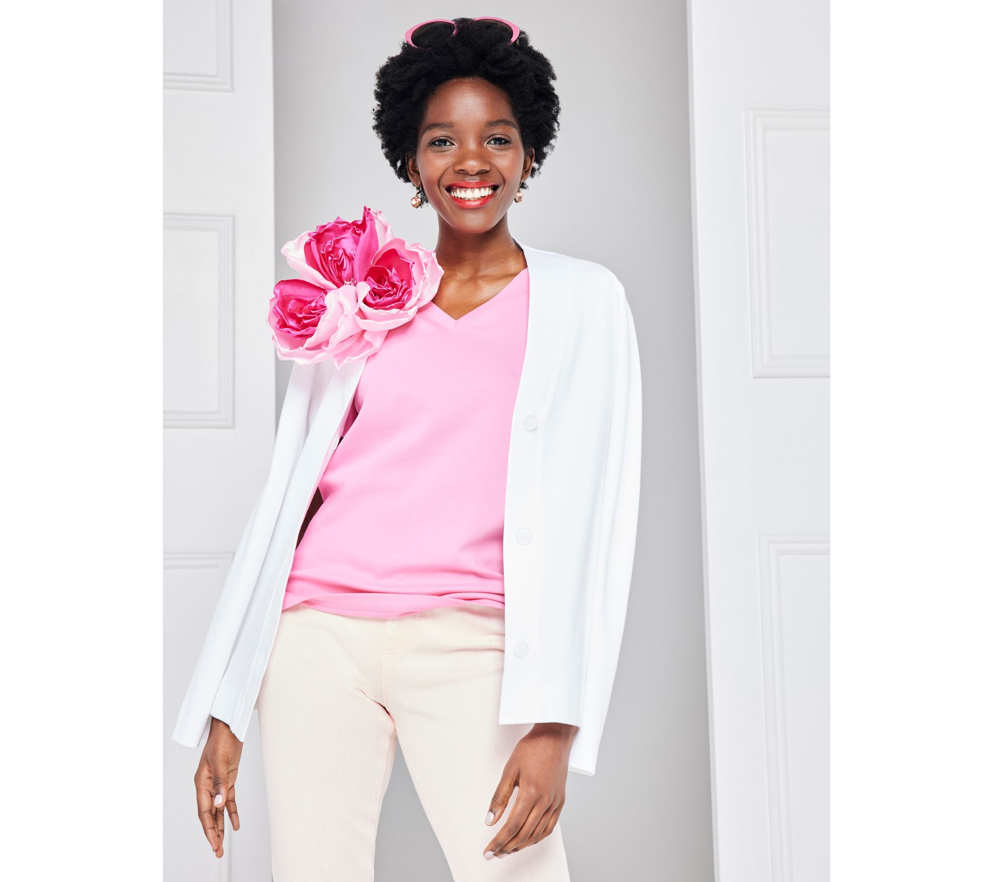 nEW Isaac Mizrahi Live! Women's Pointelle Button Front Cardigan