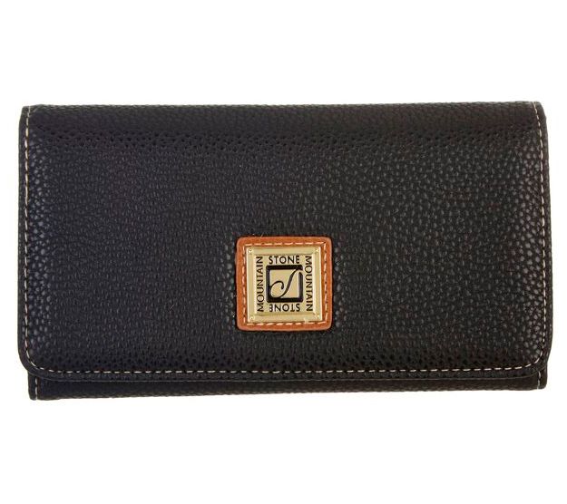 Stone Mountain Cornell Leather Large Trifold Wallet-Black Tan 