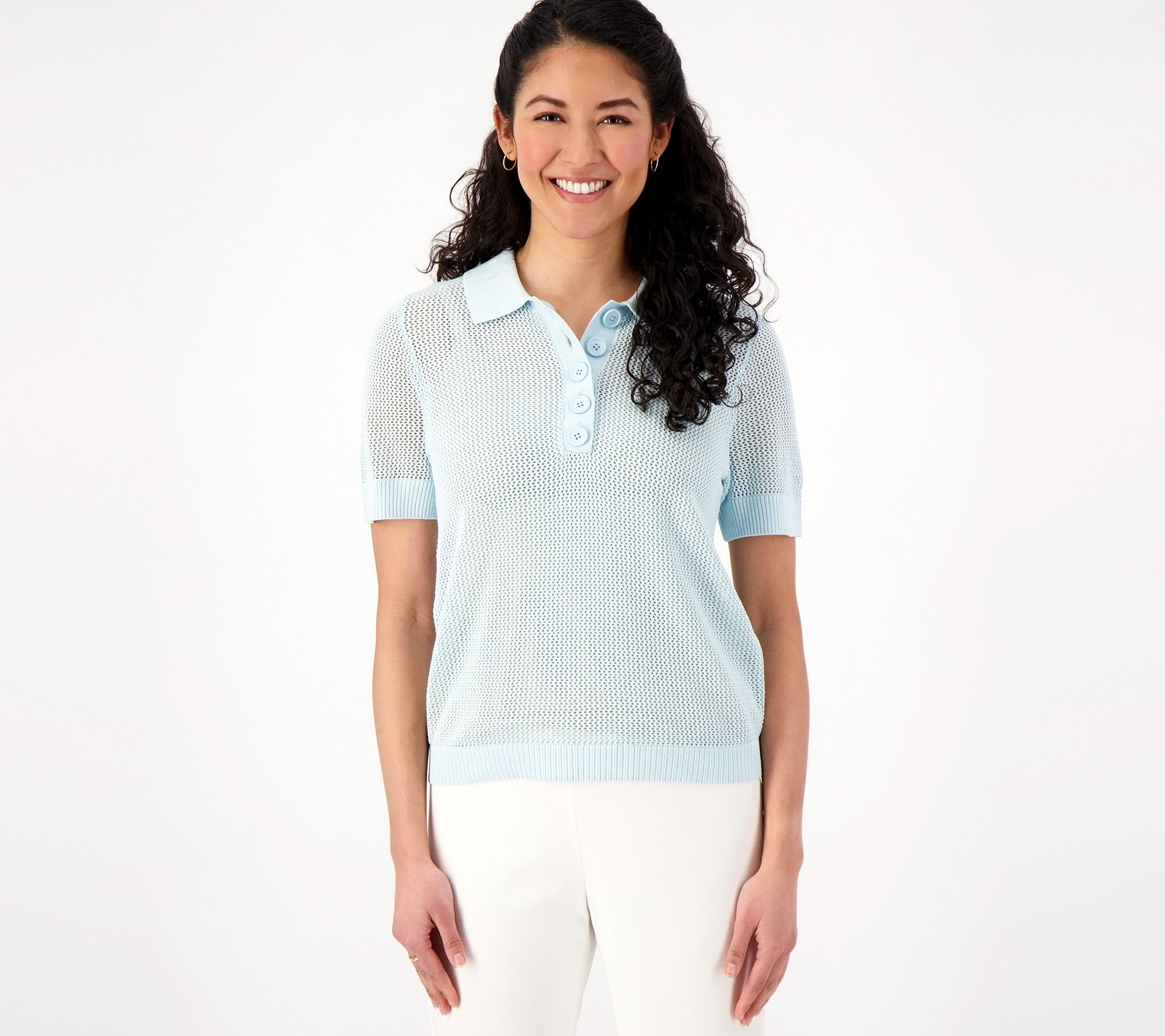 Peace Love World Short-Sleeve Sweater Polo