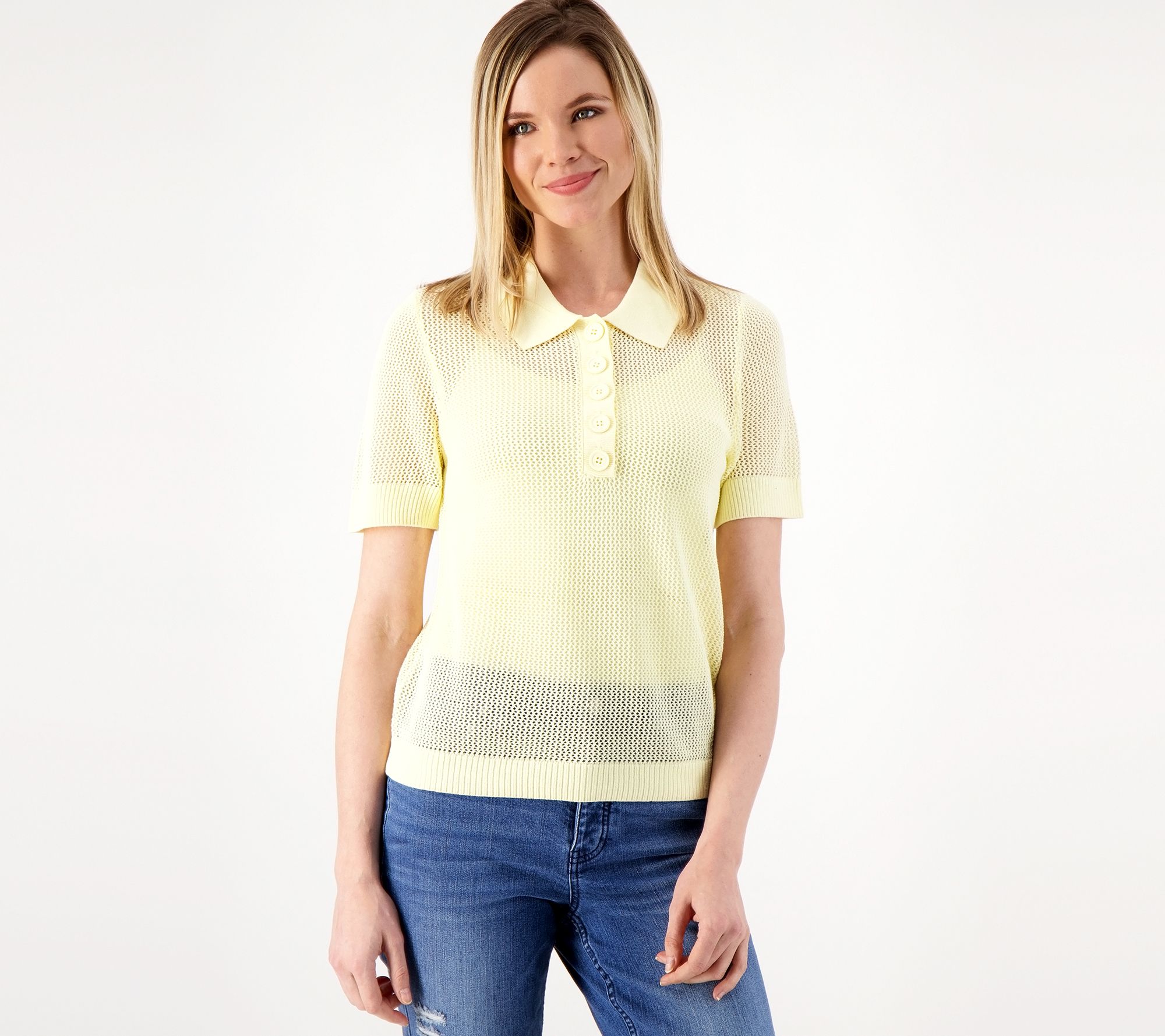 Peace Love World Short-Sleeve Sweater Polo