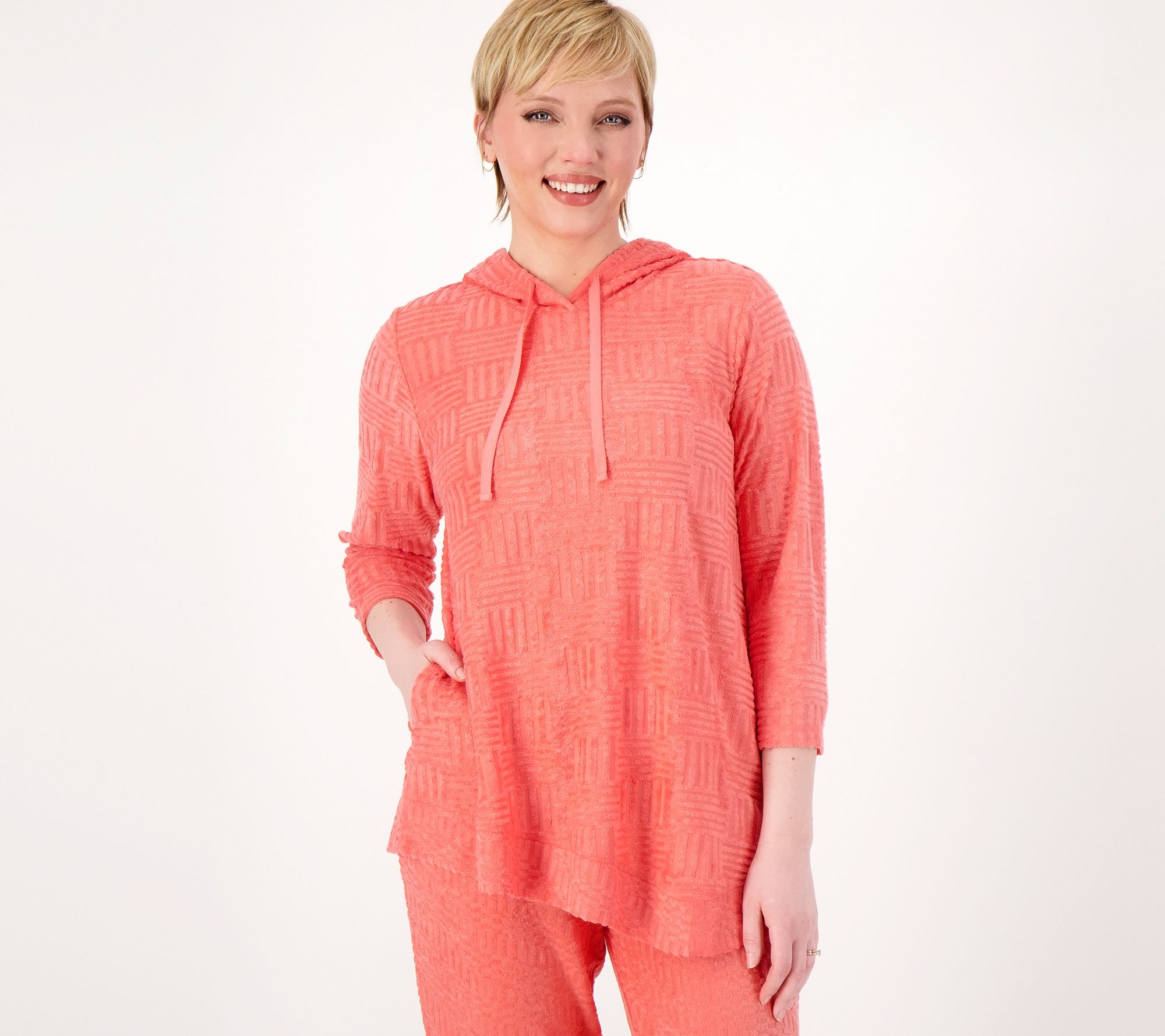 LOGO Lounge by Lori Goldstein Textured Terry Cloth Hoodie