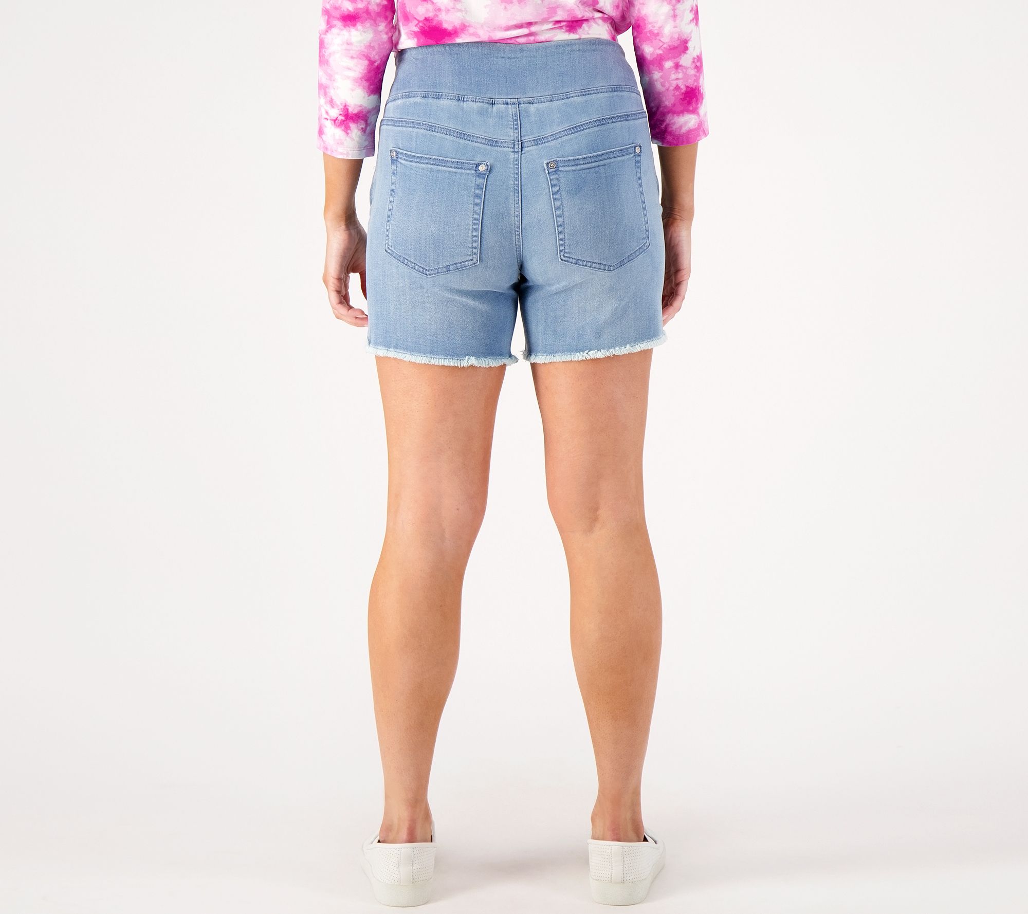 Belle by Kim Gravel Primabelle Relaxed Frayed Hem Shorts 