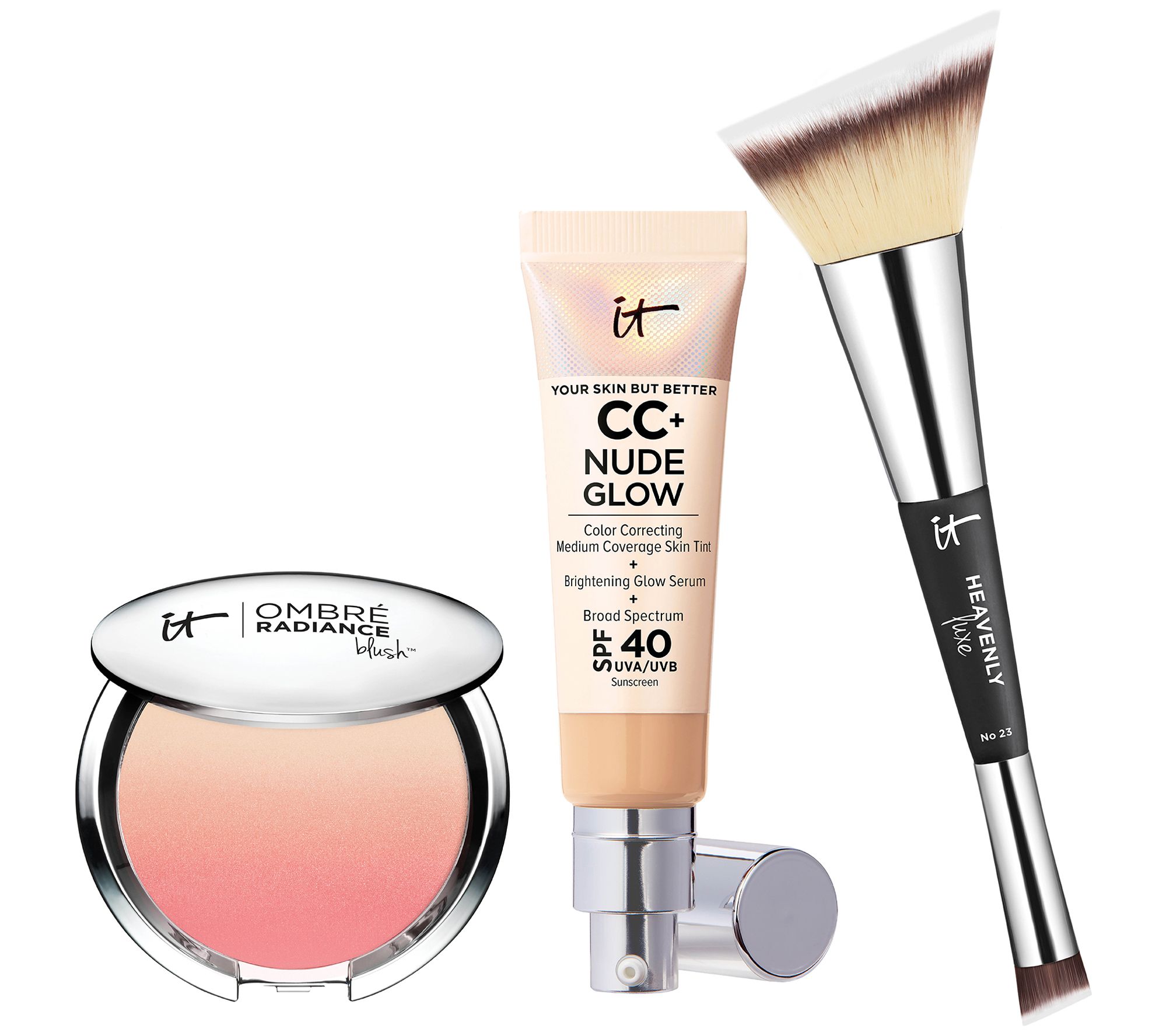 IT Cosmetics CC+ Nude Glow SPF 40 Foundation with Blush & Brush - QVC.com