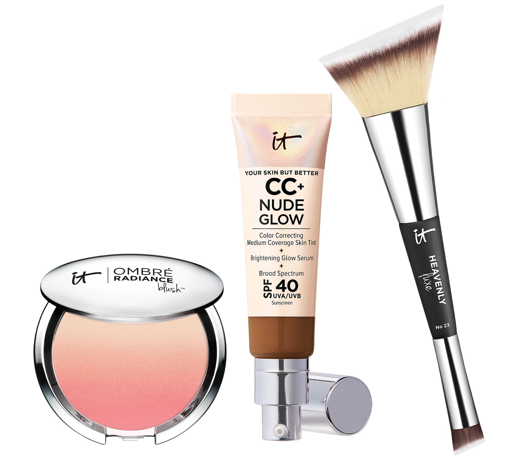 IT Cosmetics CC+ Nude Glow SPF 40 Foundation with Blush & Brush - QVC.com