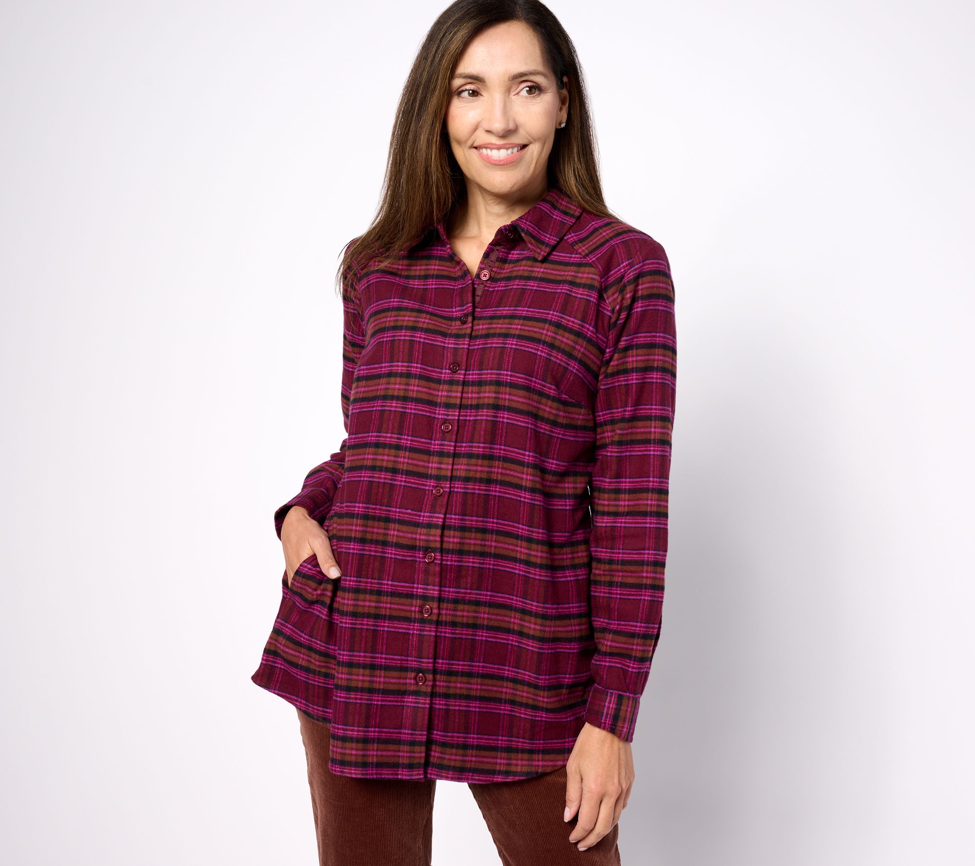 Joan Rivers Cotton Tartan Swing Style Shirt