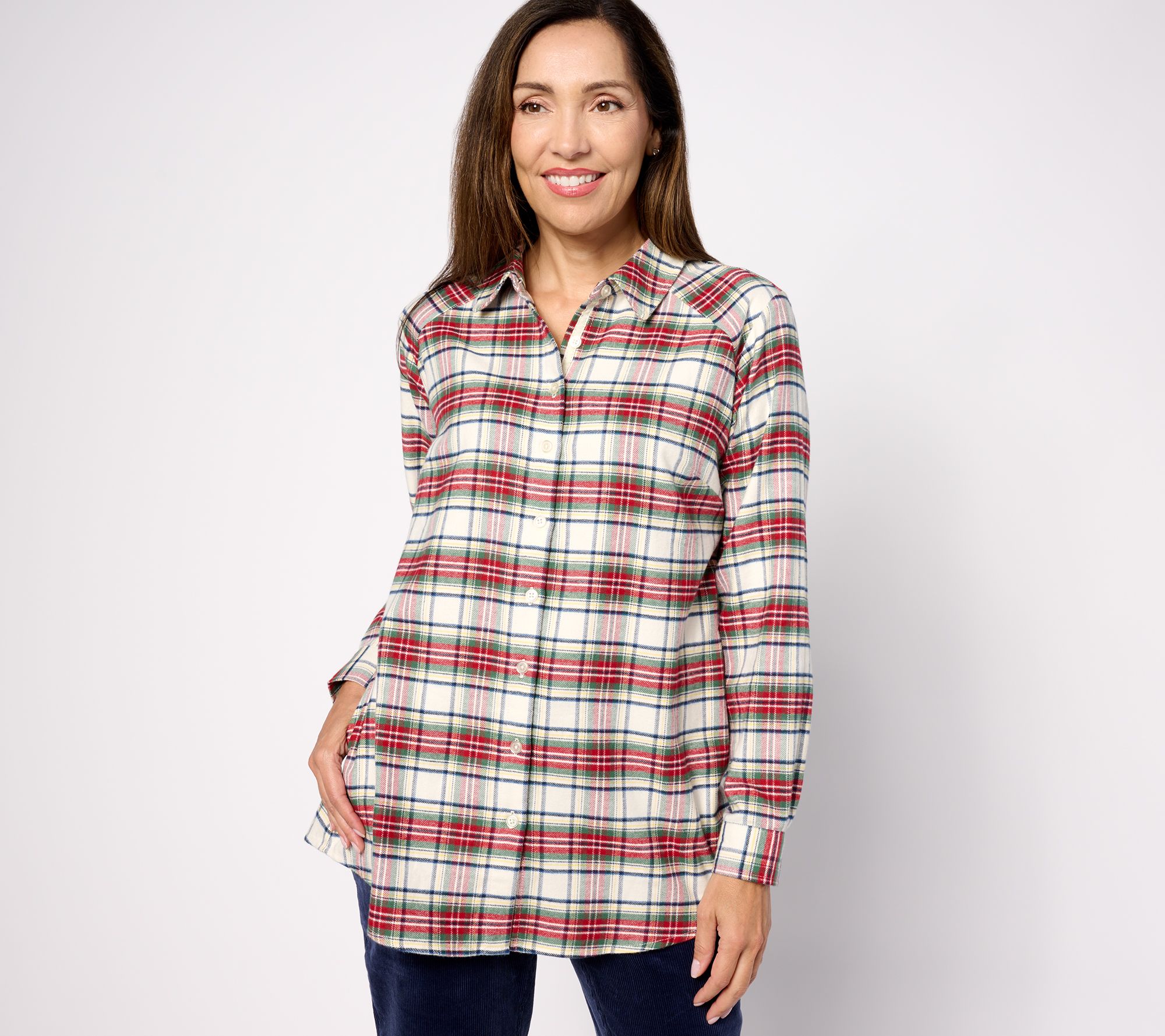 Joan Rivers Cotton Tartan Swing Style Shirt