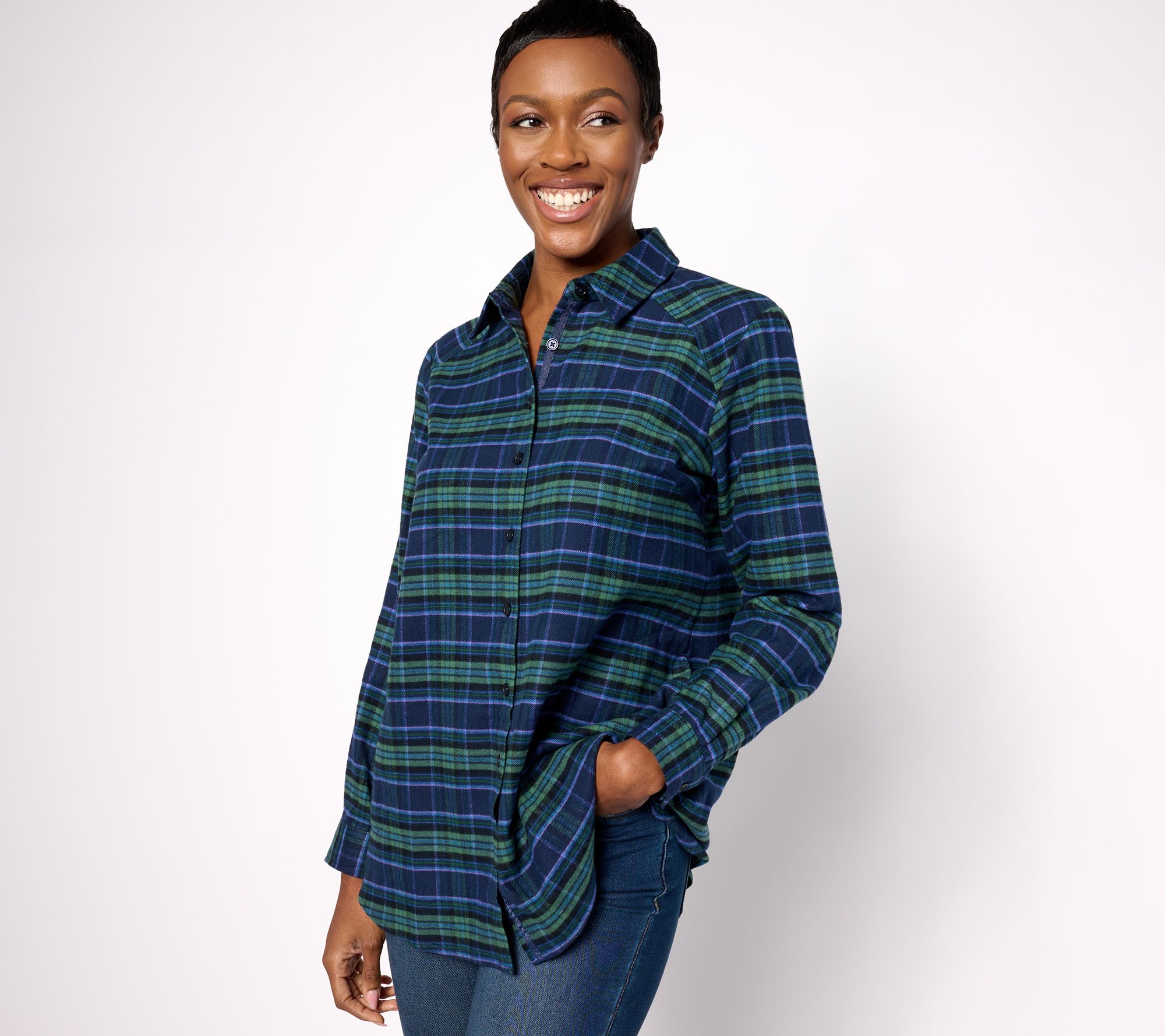 Joan Rivers Cotton Tartan Swing Style Shirt