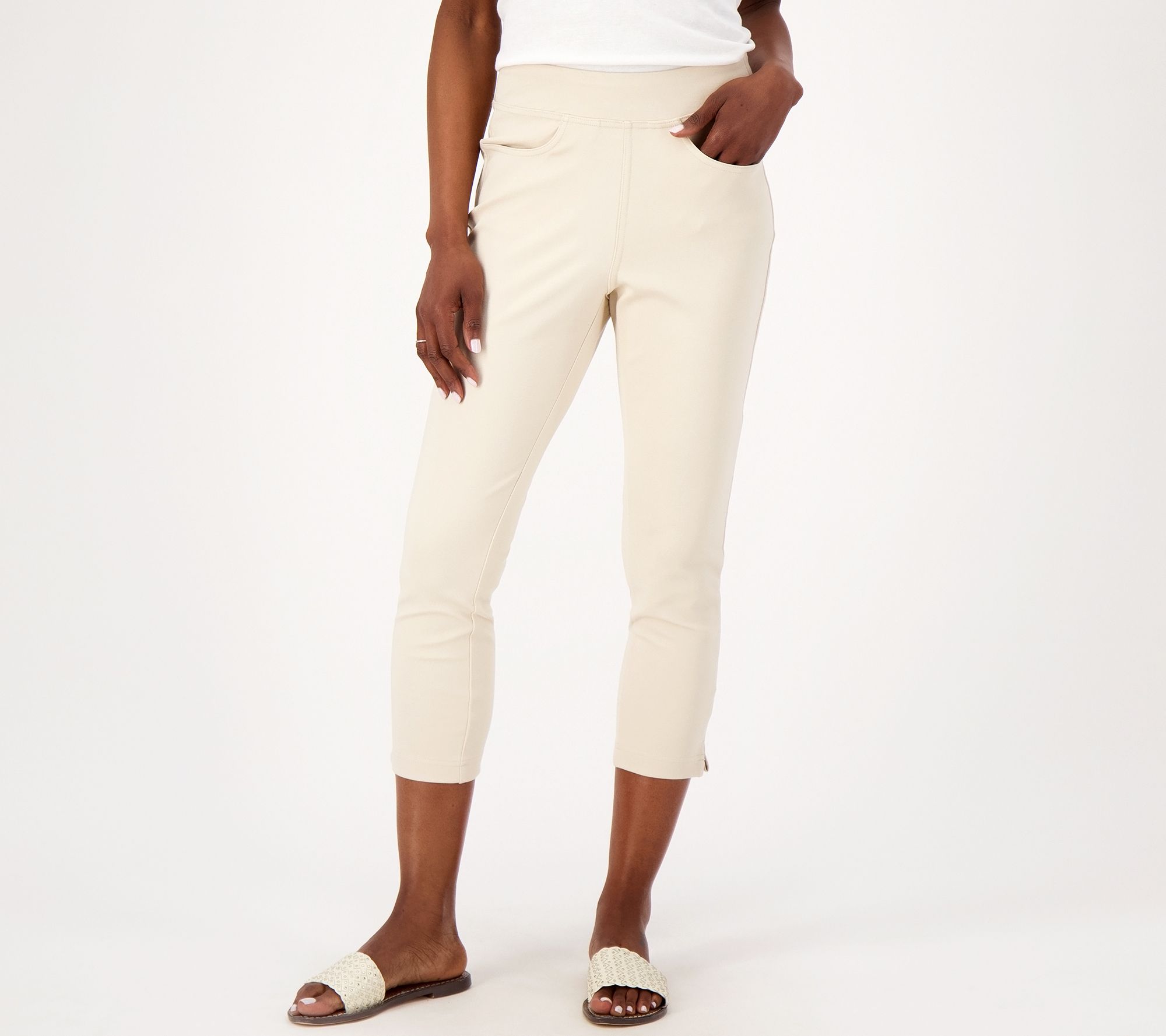 "As Is" Belle by Kim Gravel Tall Ponte Side Vent Cropped Legging