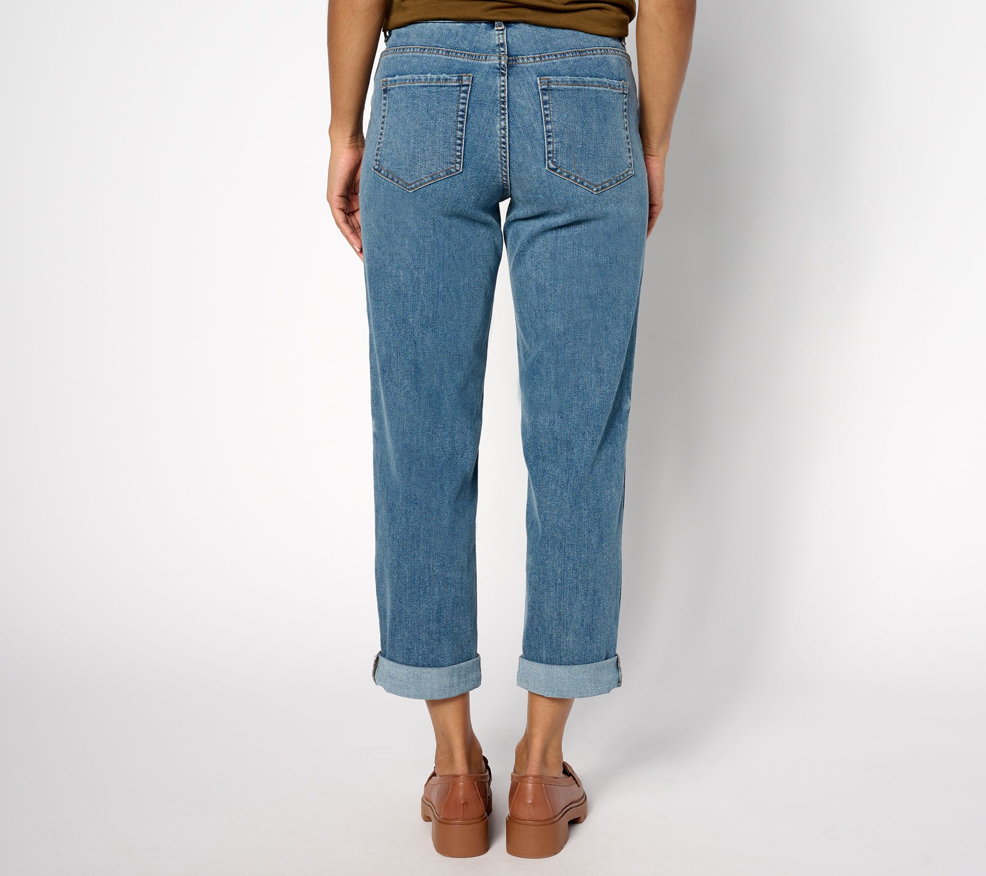 LOGO by Lori Goldstein Boyfriend Jeans with Embellishment - QVC.com