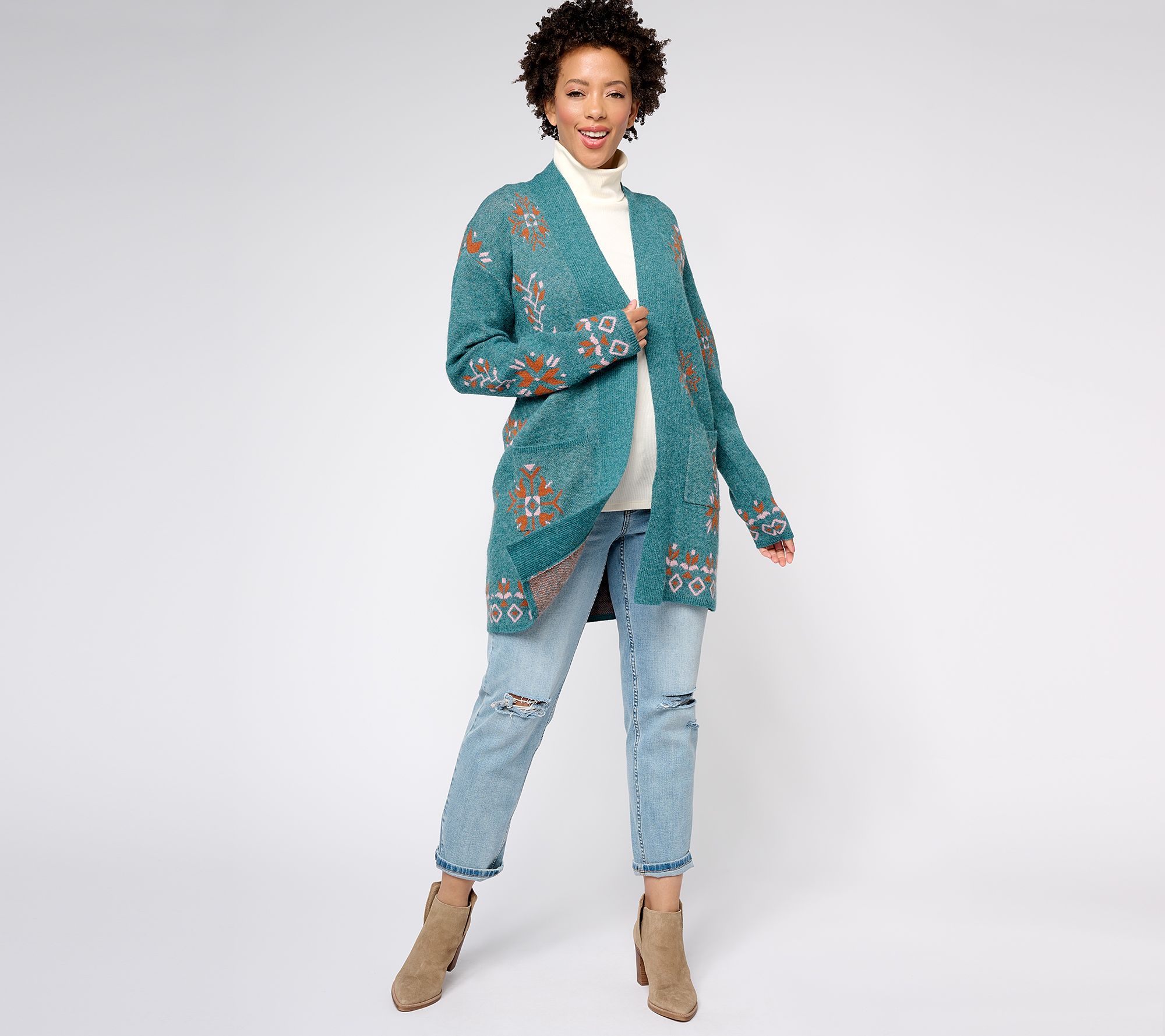 "As Is" Canyon Retreat Jacquard Sweater Cardigan