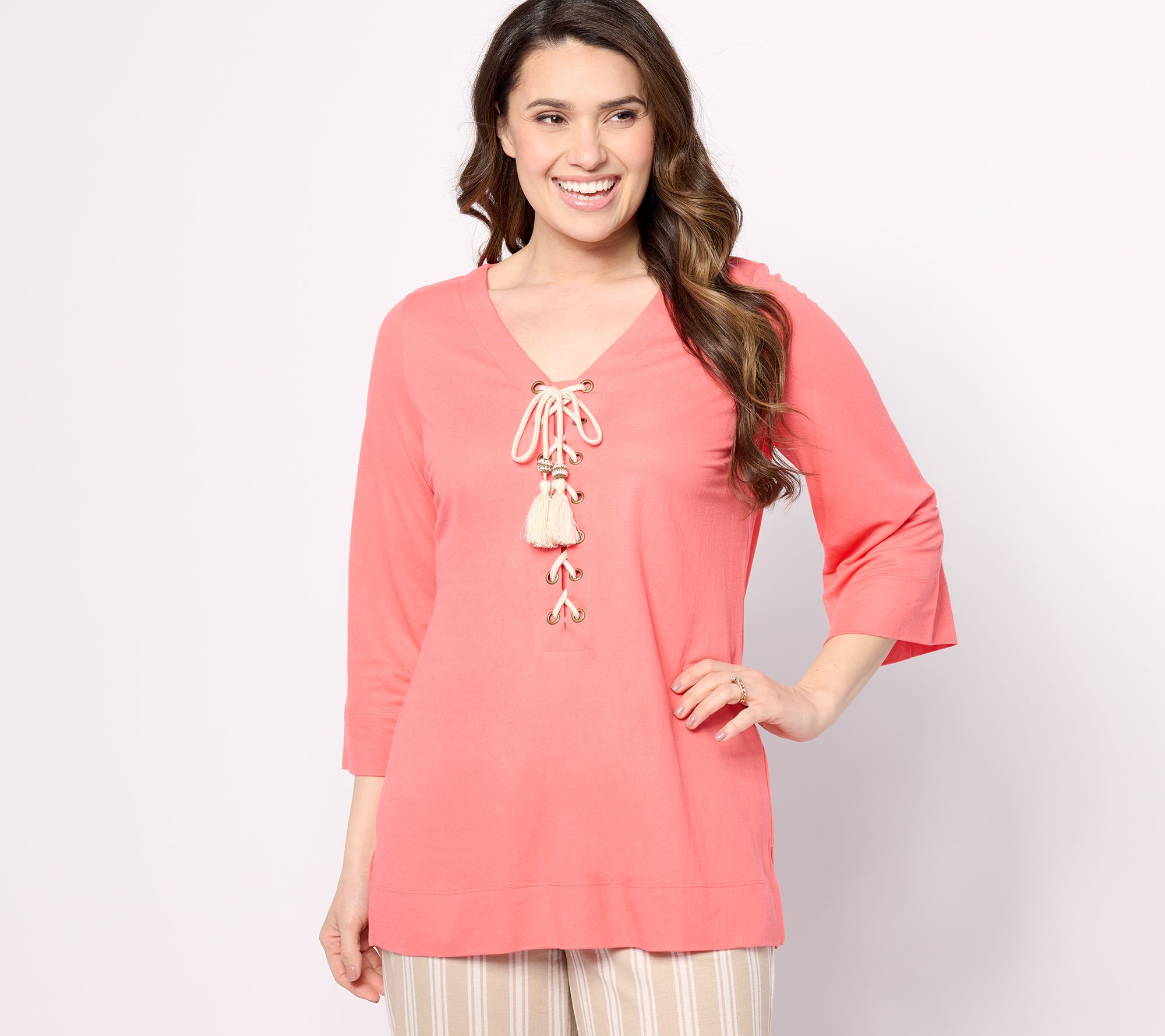 Belle Beach by Kim Gravel Cabana Knit Lace-Up Nautical Tunic