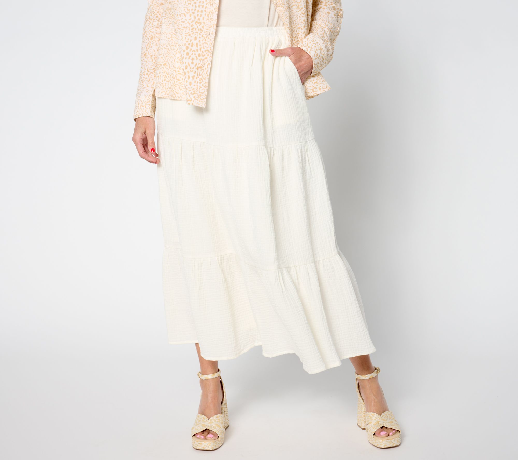 Studio Park x Amy Stran Petite Cotton Gauze Tiered Skirt