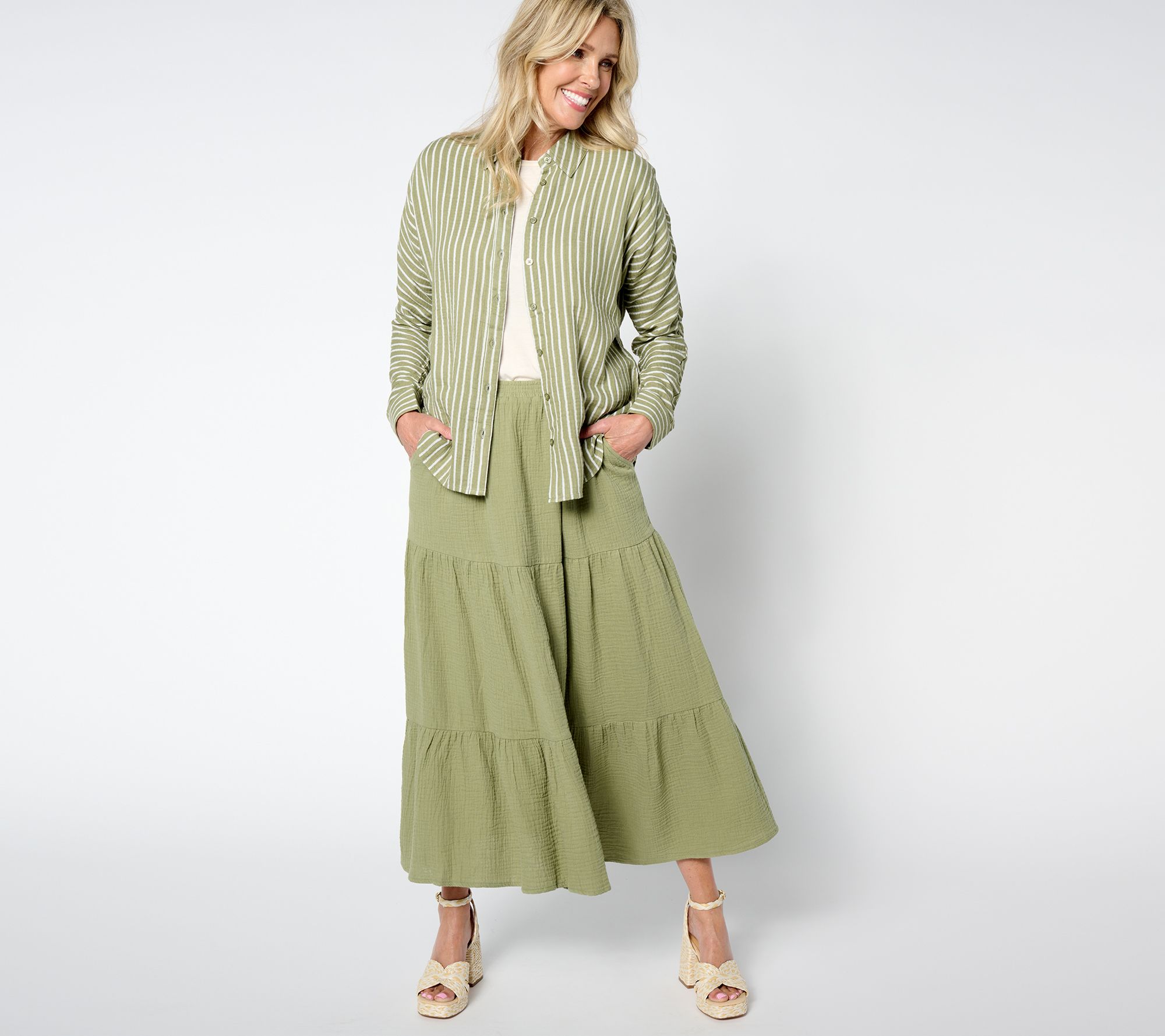 ★as''on★AMY LONG SKIRT / GRAY★正規品/韓国送料込 SMTHMA High-Quality Women A-Line Elastic High Waist Lace