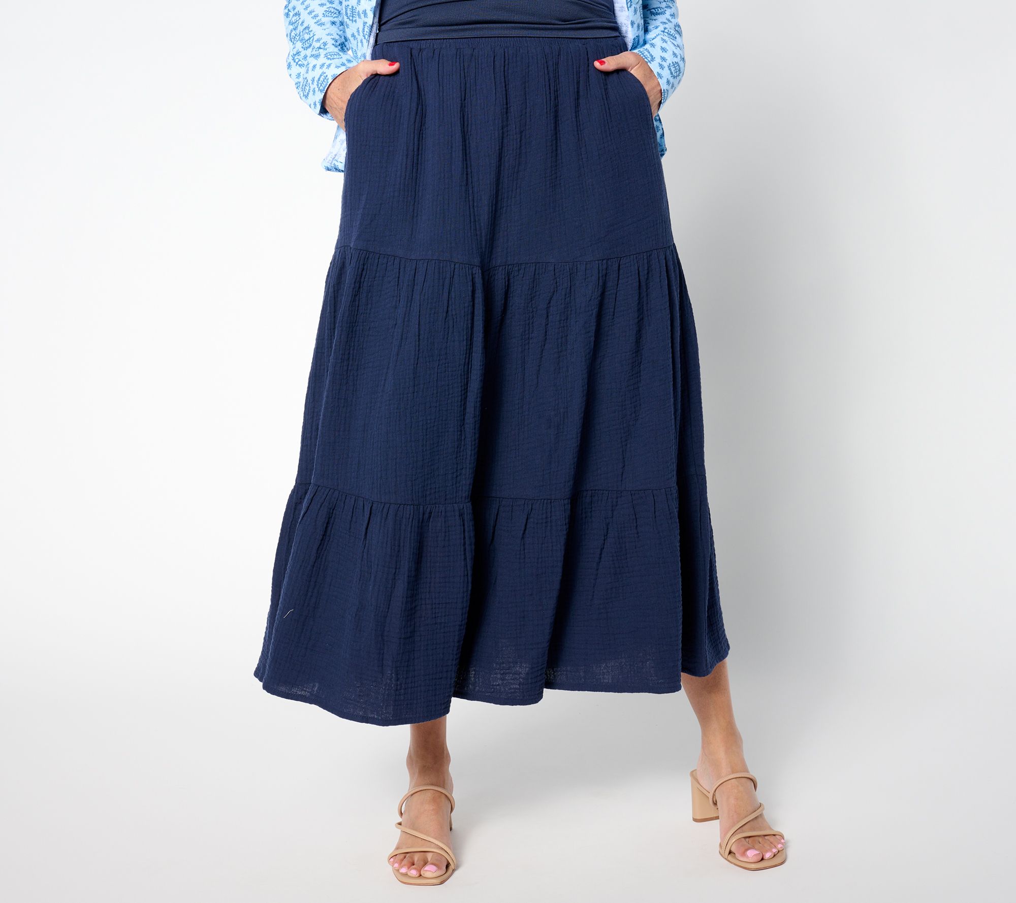Studio Park x Amy Stran Petite Cotton Gauze Tiered Skirt