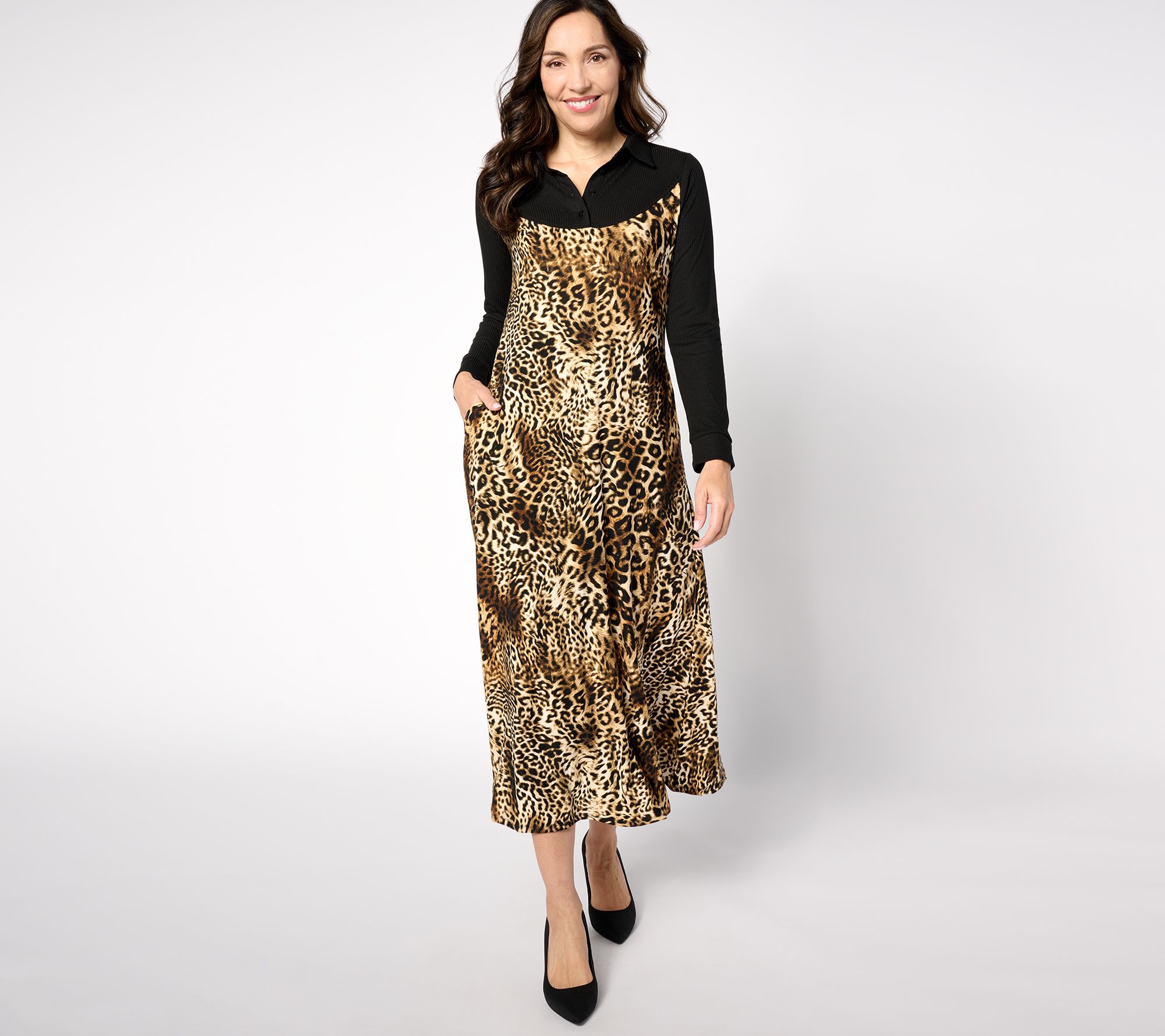 "As Is" Attitudes by Renee Petite Bib Front Maxi Dress