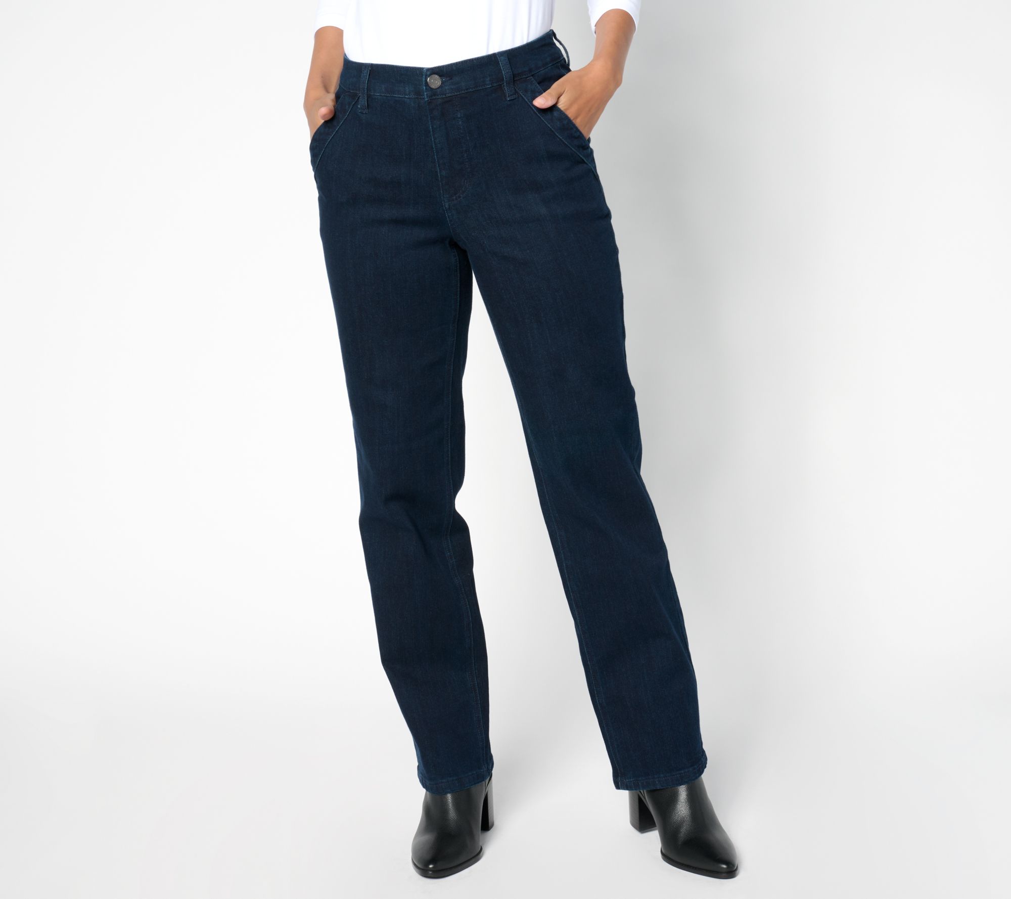 Susan Graver Regular Stretch Denim Straight Leg Jean - Indigo
