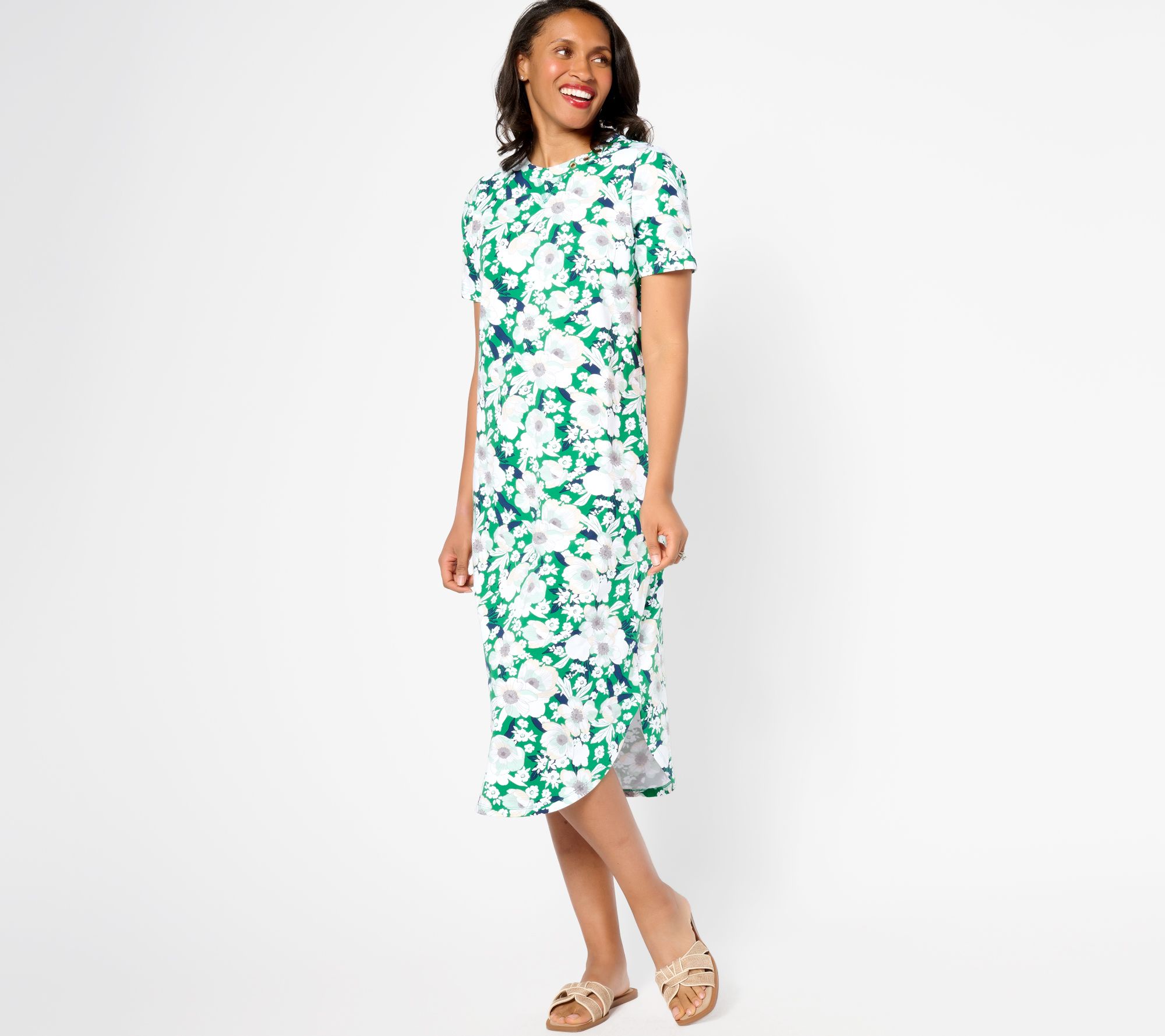 "As Is" Sport Savvy Regular French Terry Printed Midi T-Shirt Dress