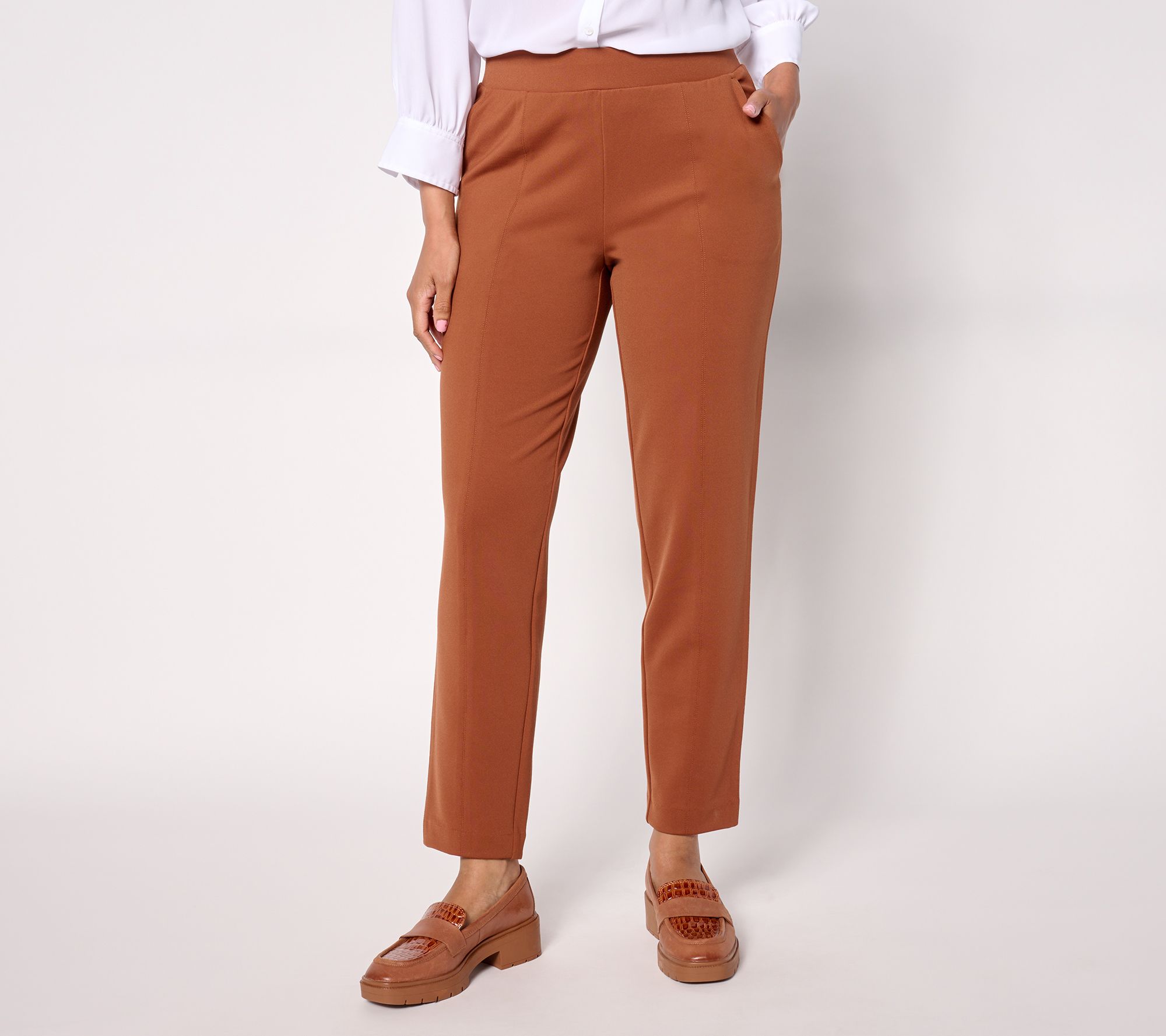Isaac Mizrahi Live! Icon Crepe Slim Straight Ankle Pants | QVC