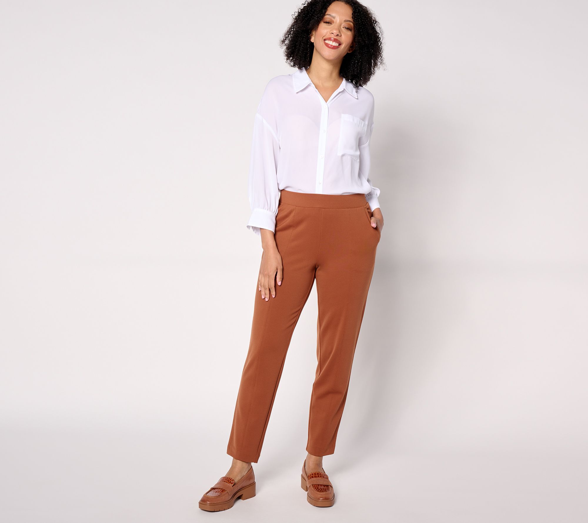 Isaac Mizrahi Live! Icon Crepe Slim Straight Ankle Pants | QVC