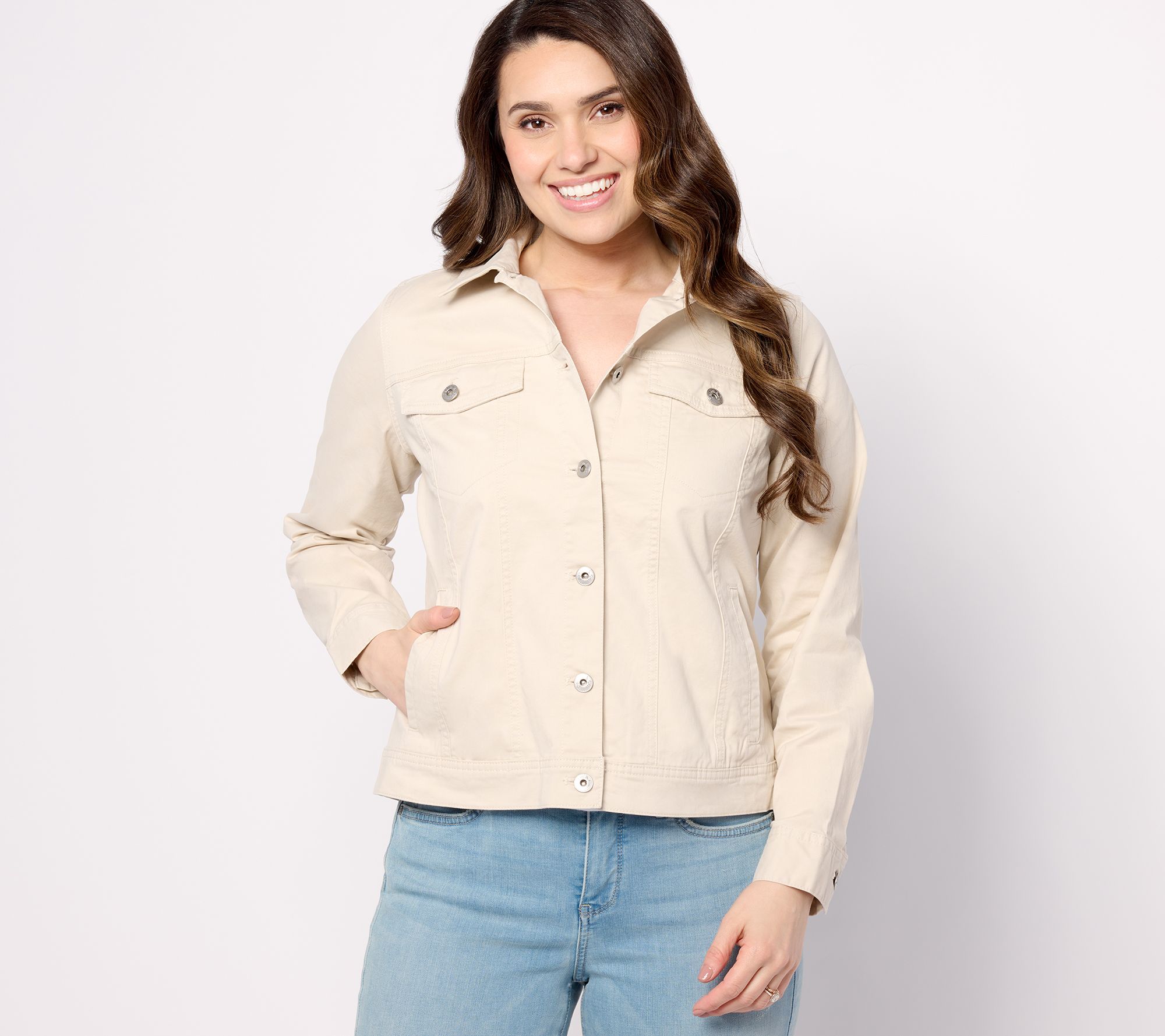 "As Is" Denim & Co. Easywear Twill Jacket with Pockets