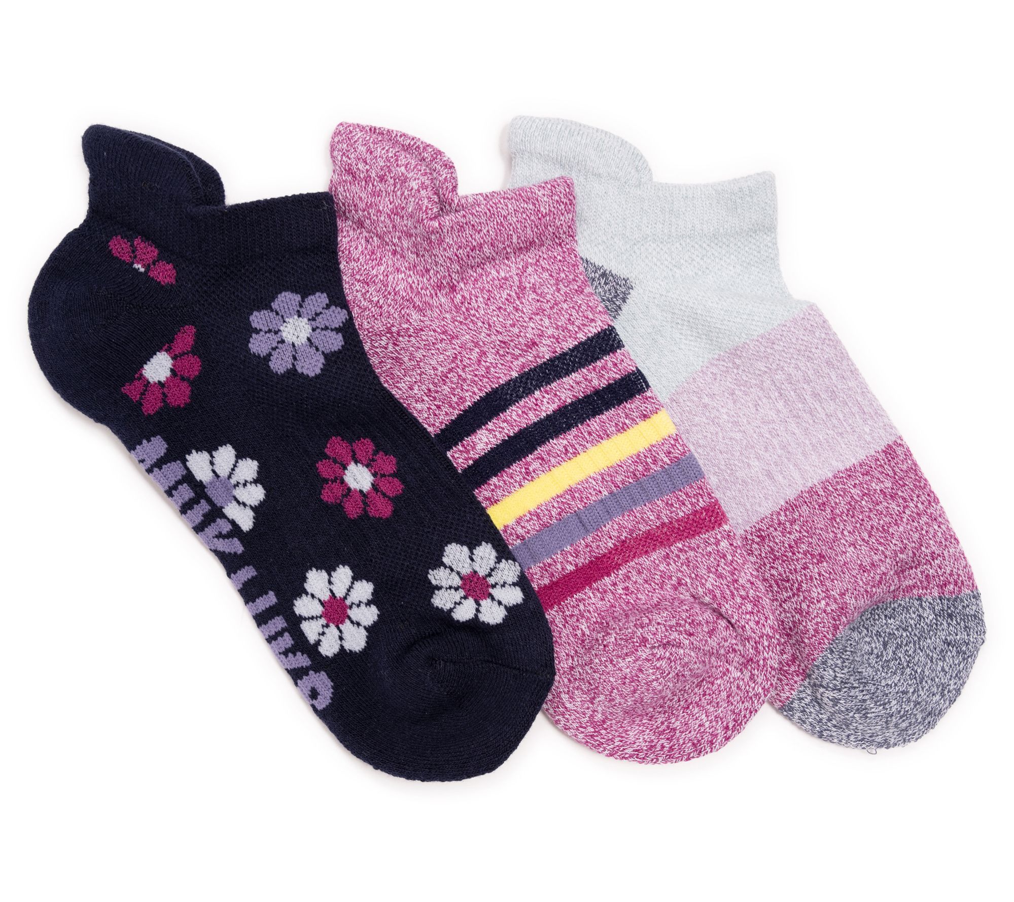MUK LUKS Women' s Nylon Compres sion Ankle Sock s - 3 Pair - 3 Pair