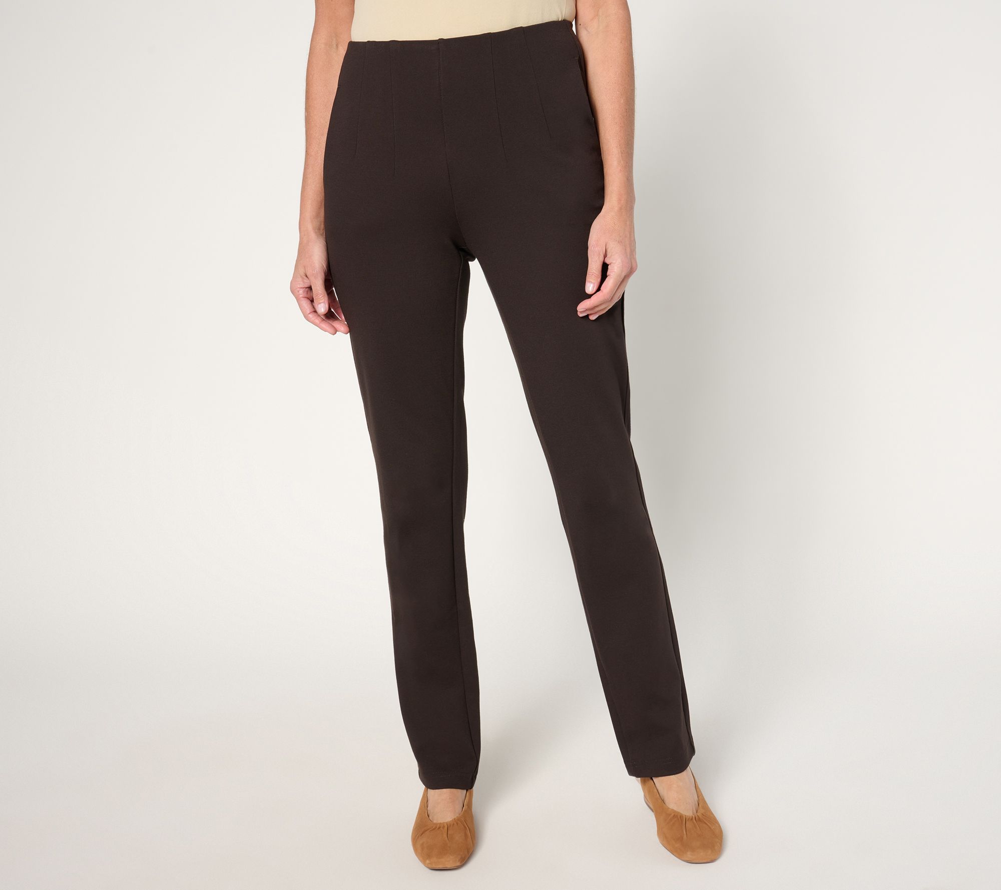 Belle by Kim Gravel Regular Ponte Hollywood Waist Full Length Pants