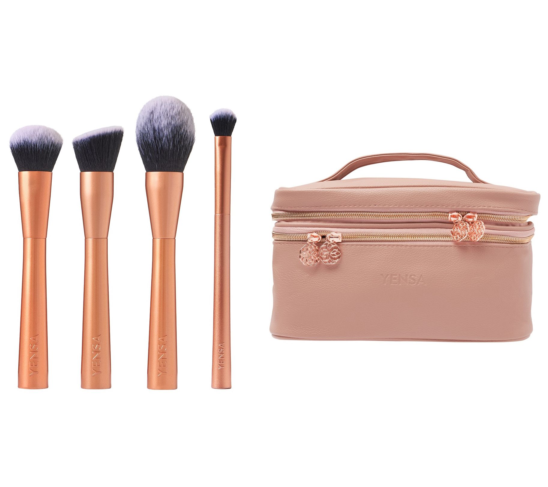 YENSA Brush Set with Pink Makeup Bag