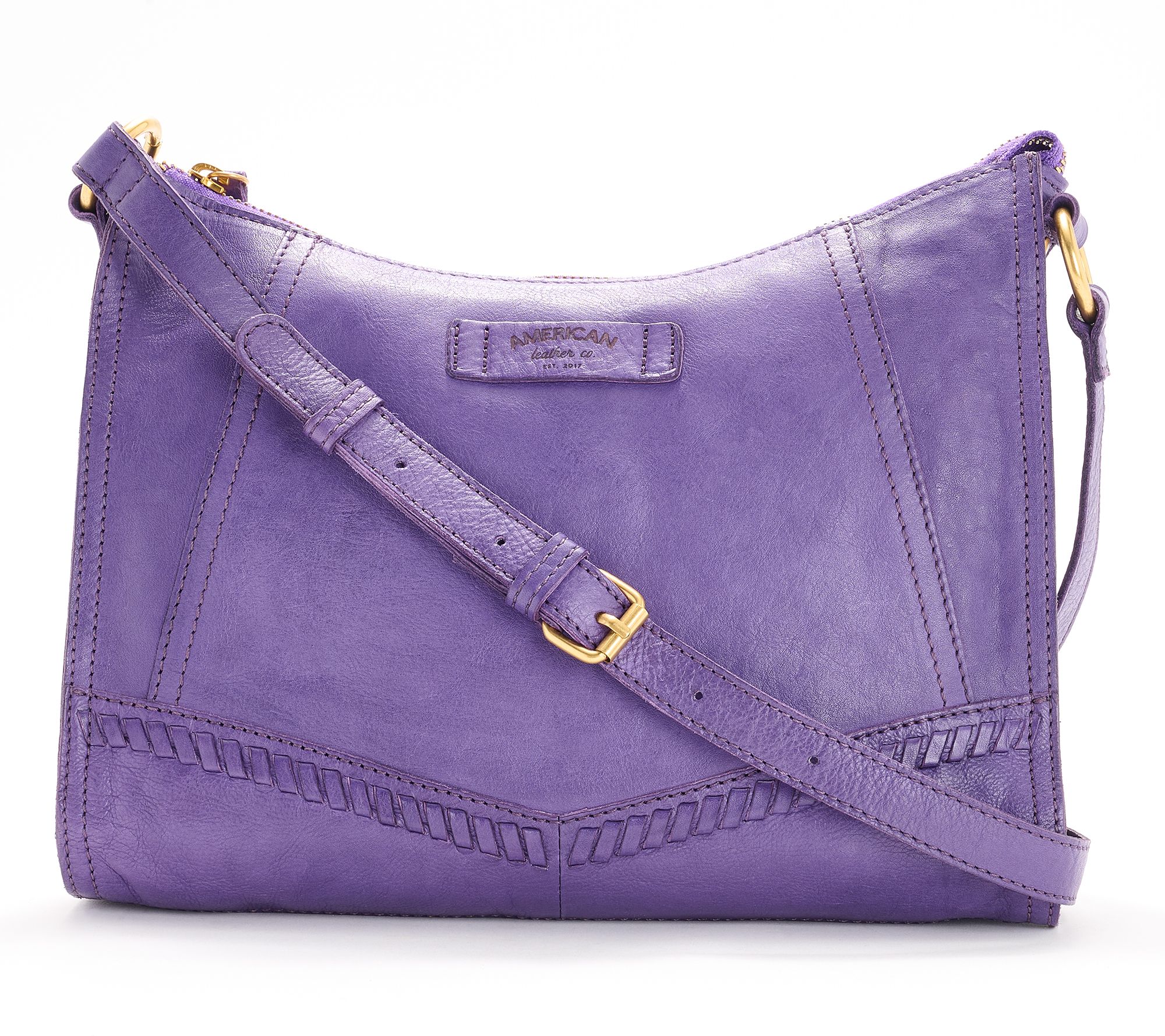 American Leather Co Greenwood Top Zip Leather Crossbody