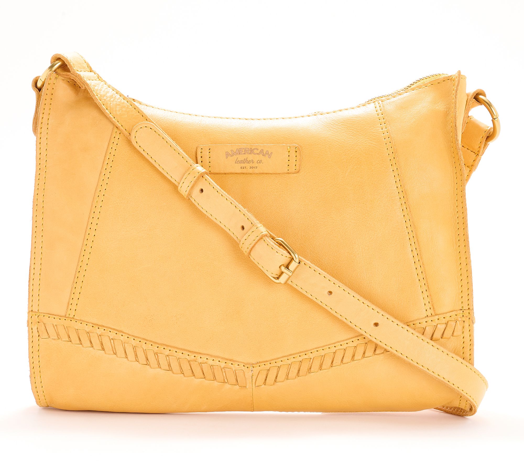American Leather Co Greenwood Top Zip Leather Crossbody