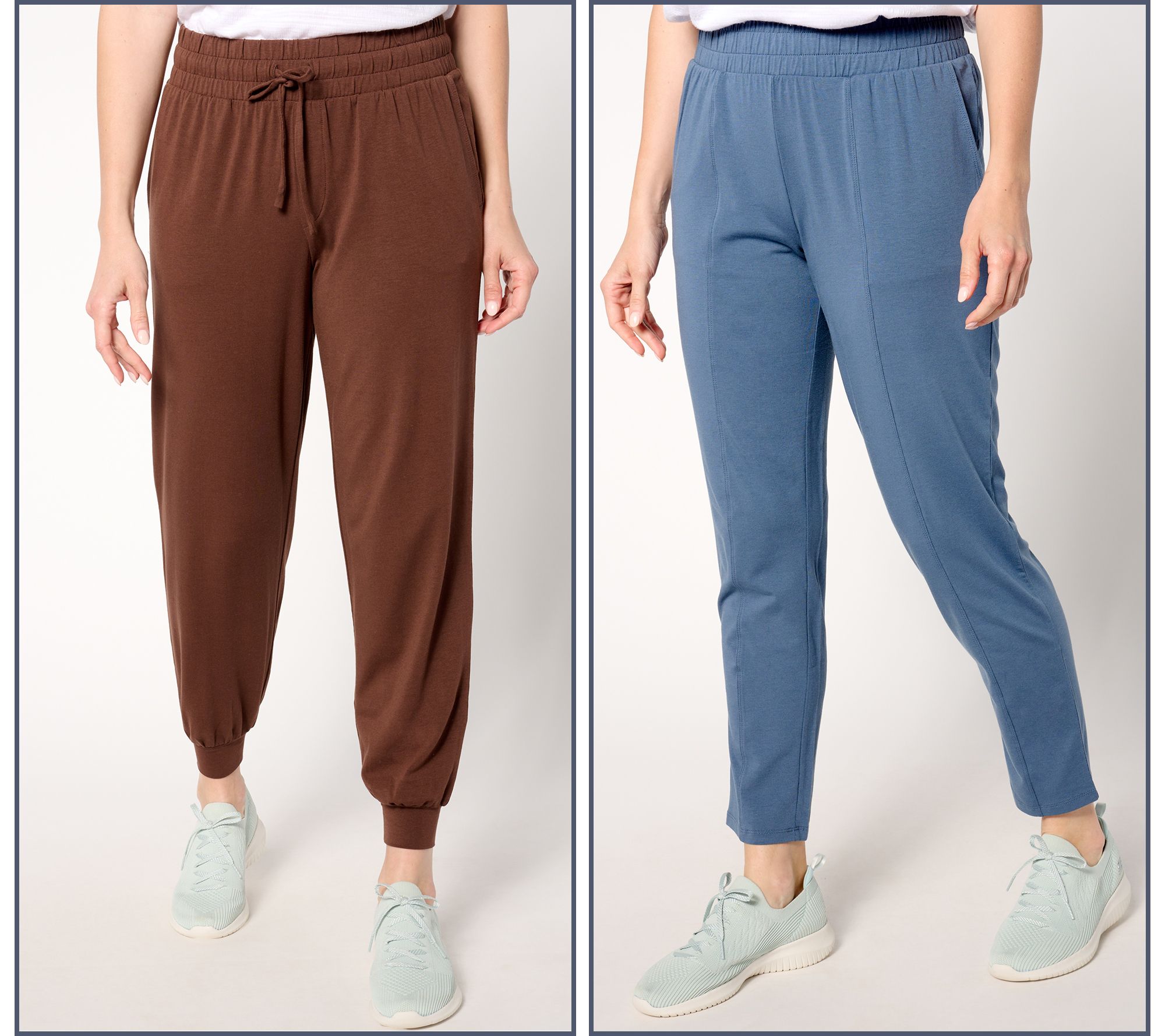 "As Is" AnyBody Petite Set of 2 Cozy Knit Jogger and Tapered Pants