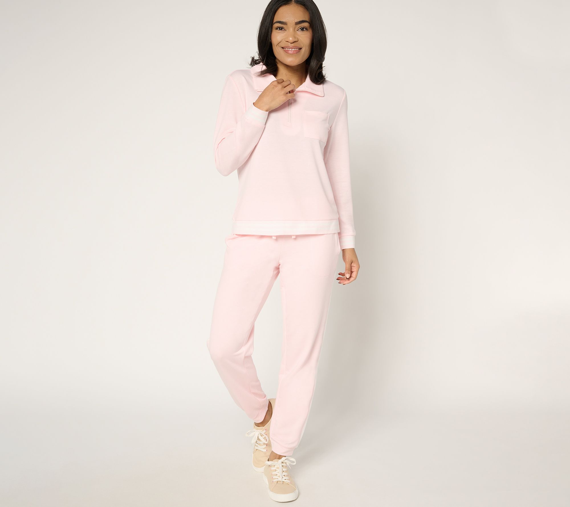 MUK LUKS Tall French Terry 1/4-Zip & Jogger Track Suit