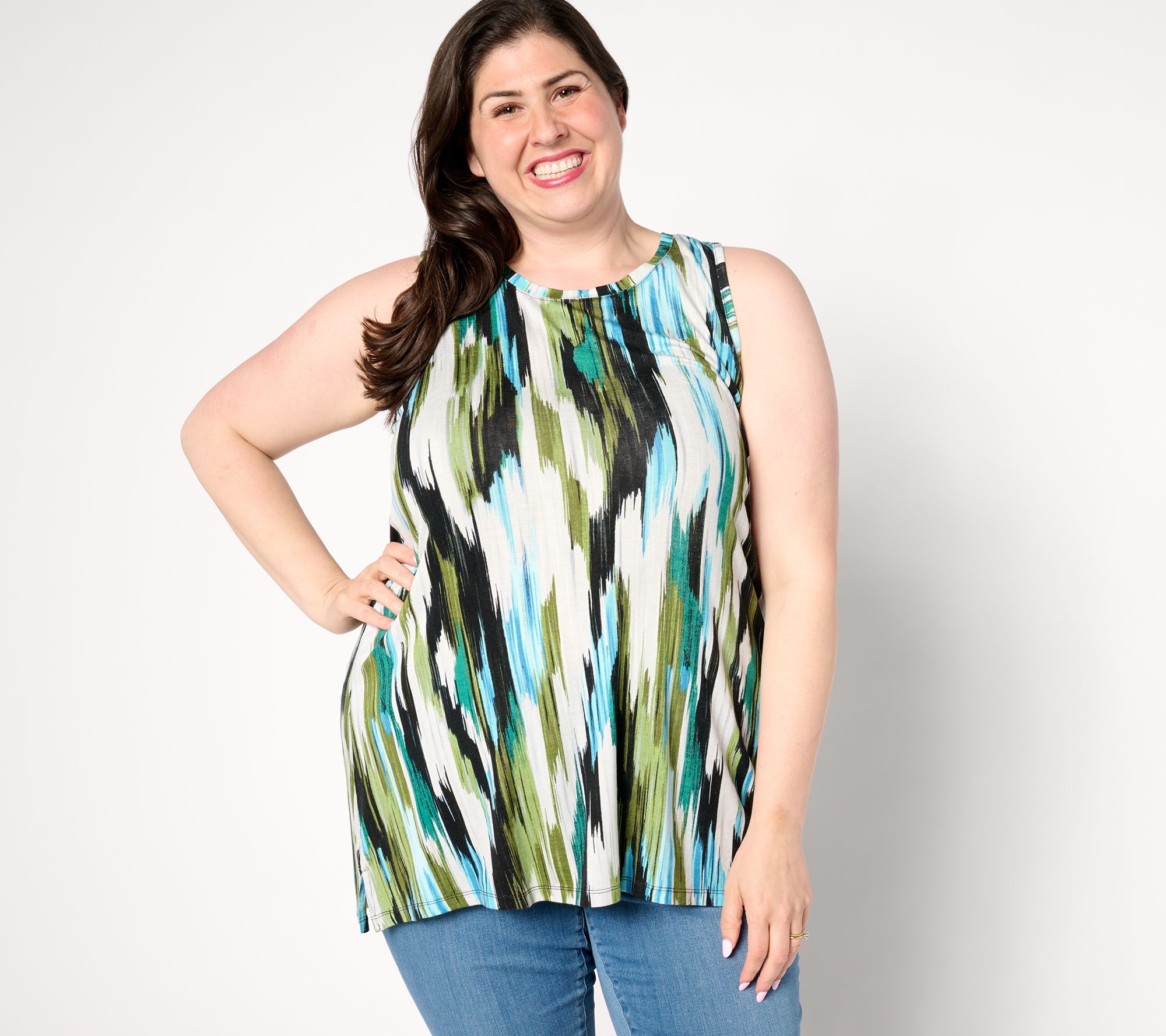 "As Is" LOGO Layers by Lori Goldstein Scoop Neck Tank with Side Slits