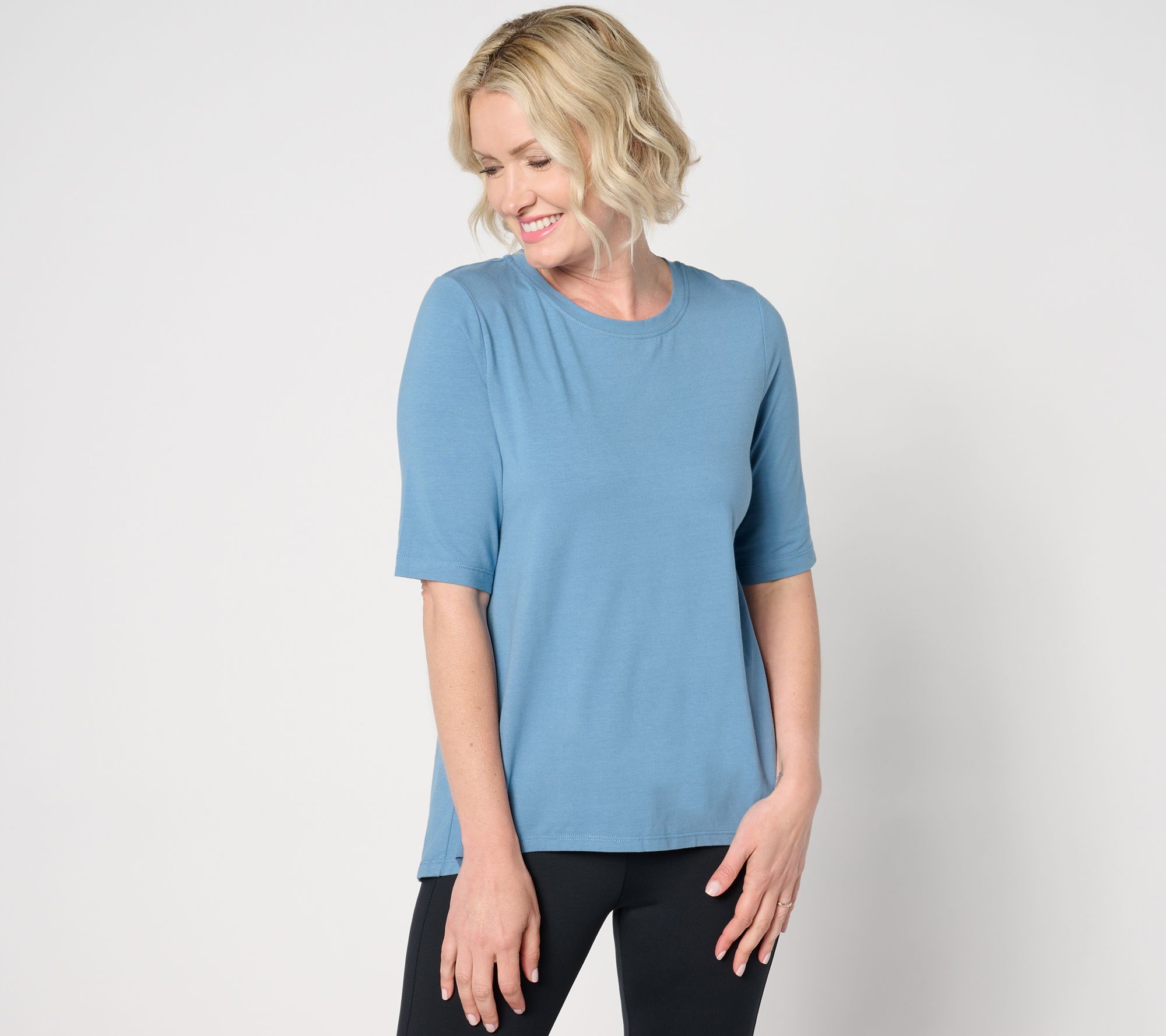 "As Is" Cuddl Duds Cottonwear + Pleat Back Elbow Sleeve Tee