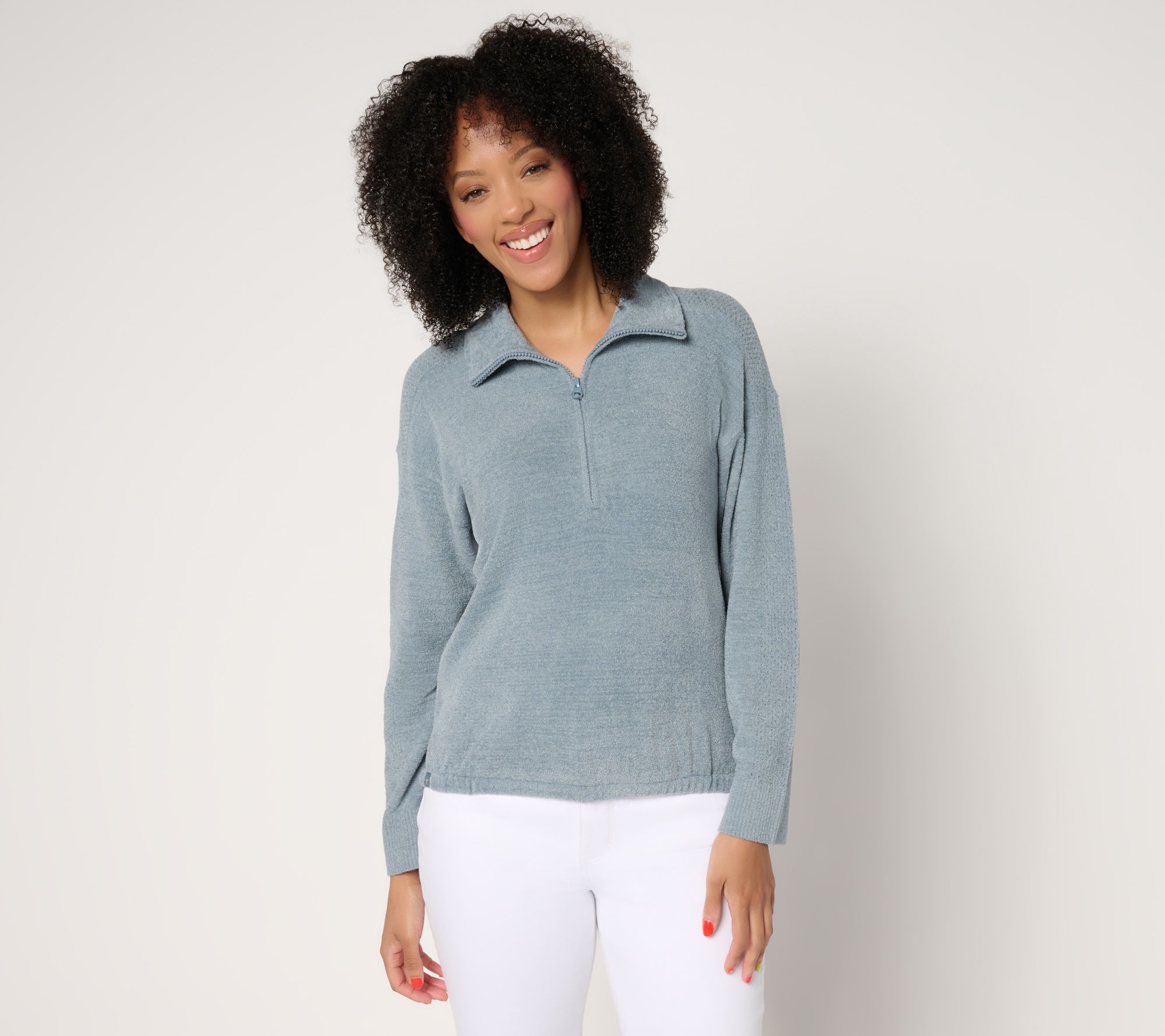 Barefoot Dreams CozyChic Ultra Lite Half Zip Pointelle Pullover