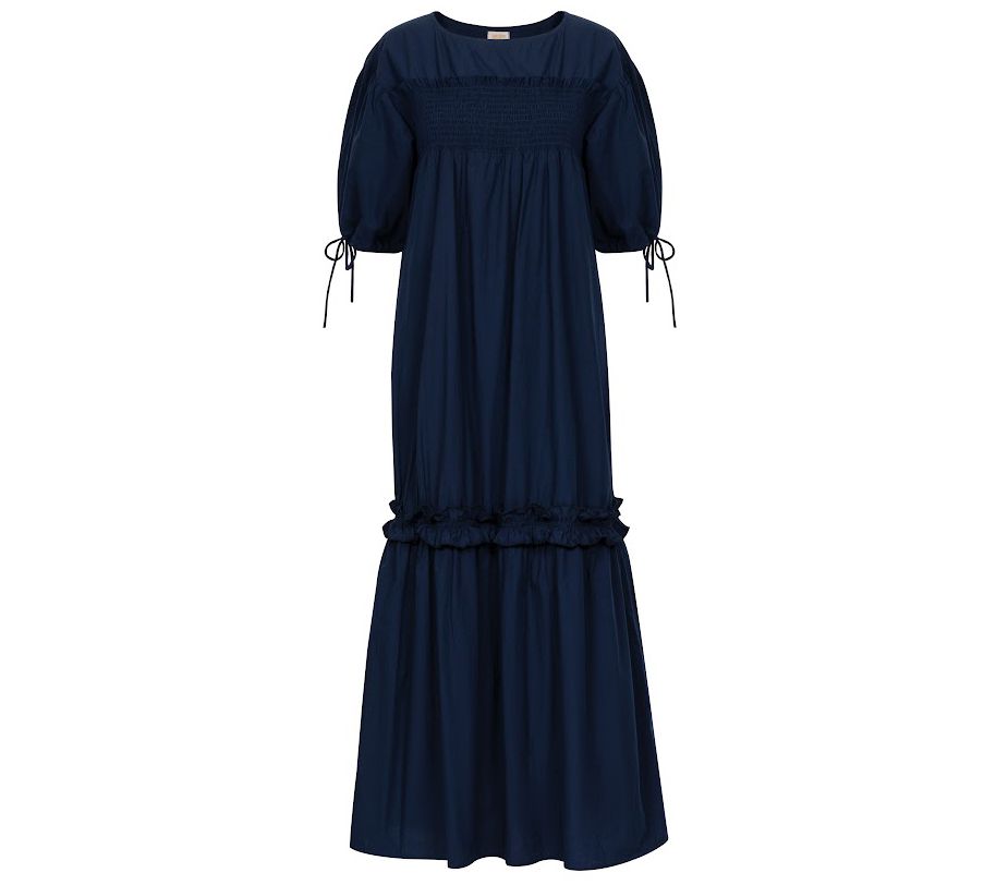 Sunshine Tienda Katrin Navy Cotton Smocked Dres