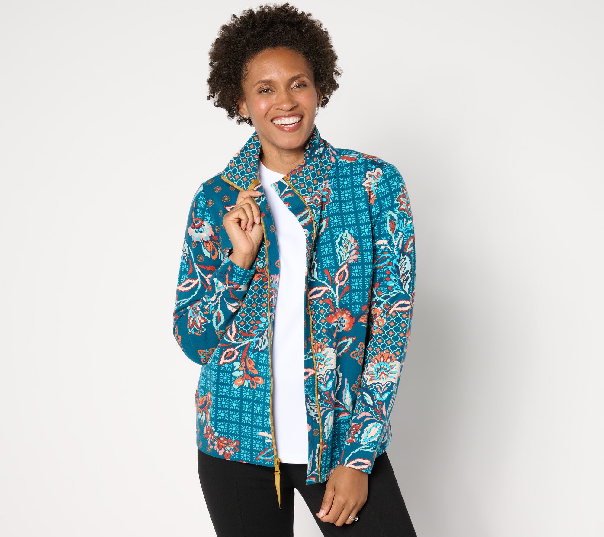 "As Is" Sport Savvy Printed Patchwork French Terry Jacket