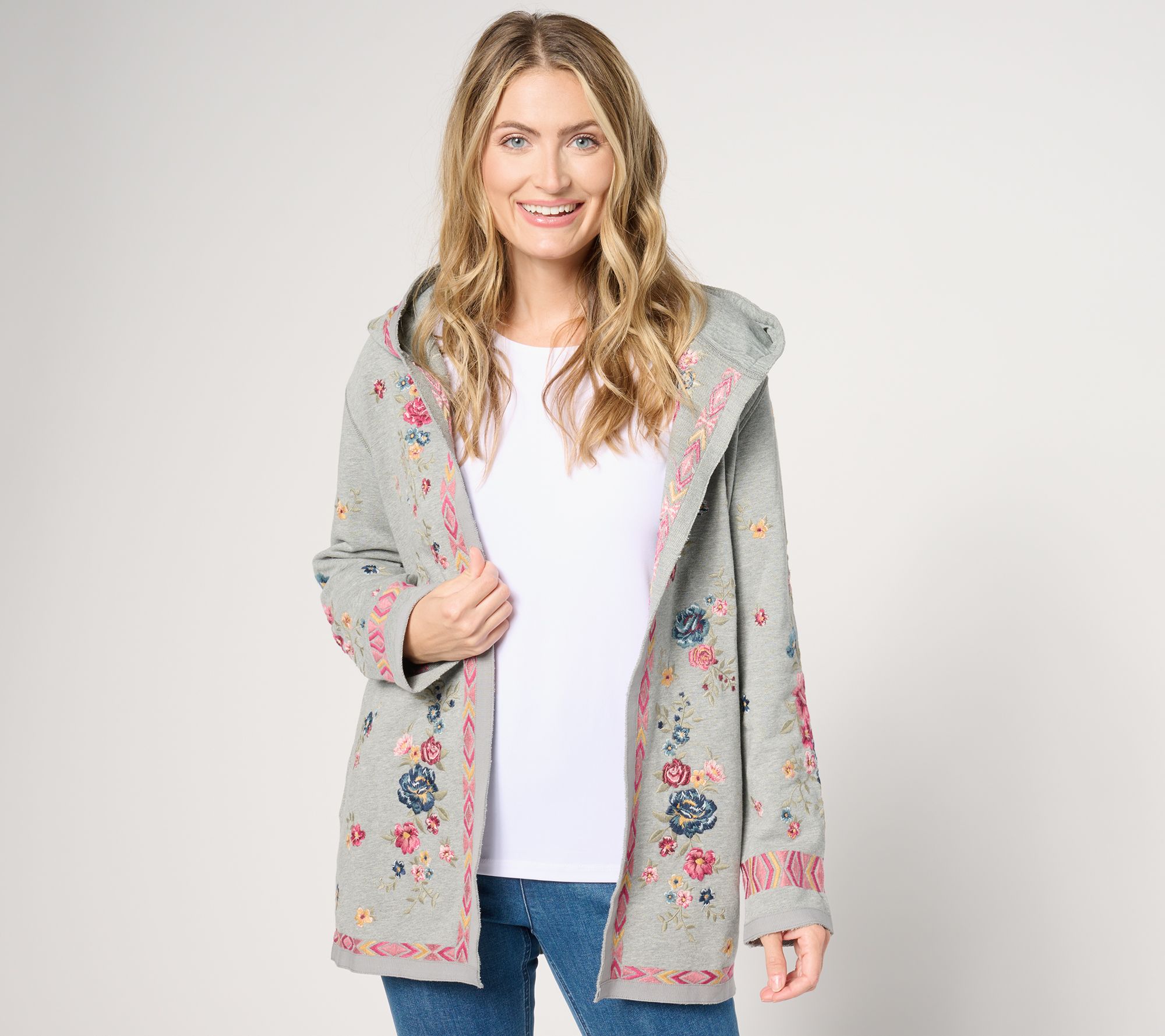 "As Is" Driftwood Jeans Shelly Kimono with Hood - Serenity