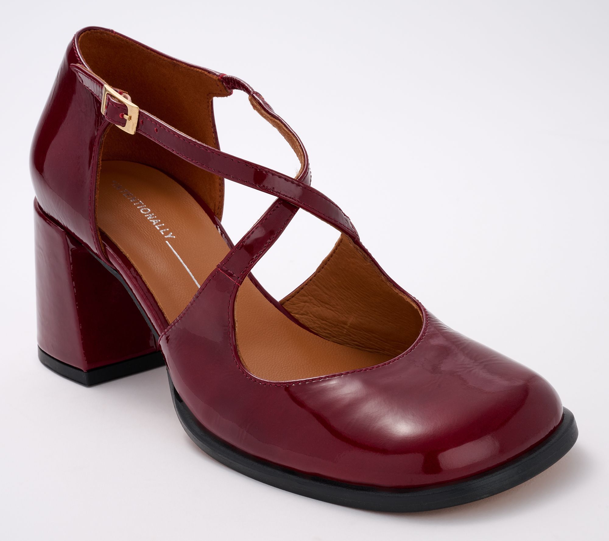 As Is Intentionally Blank Leather Cross Strap Pumps- Fredo