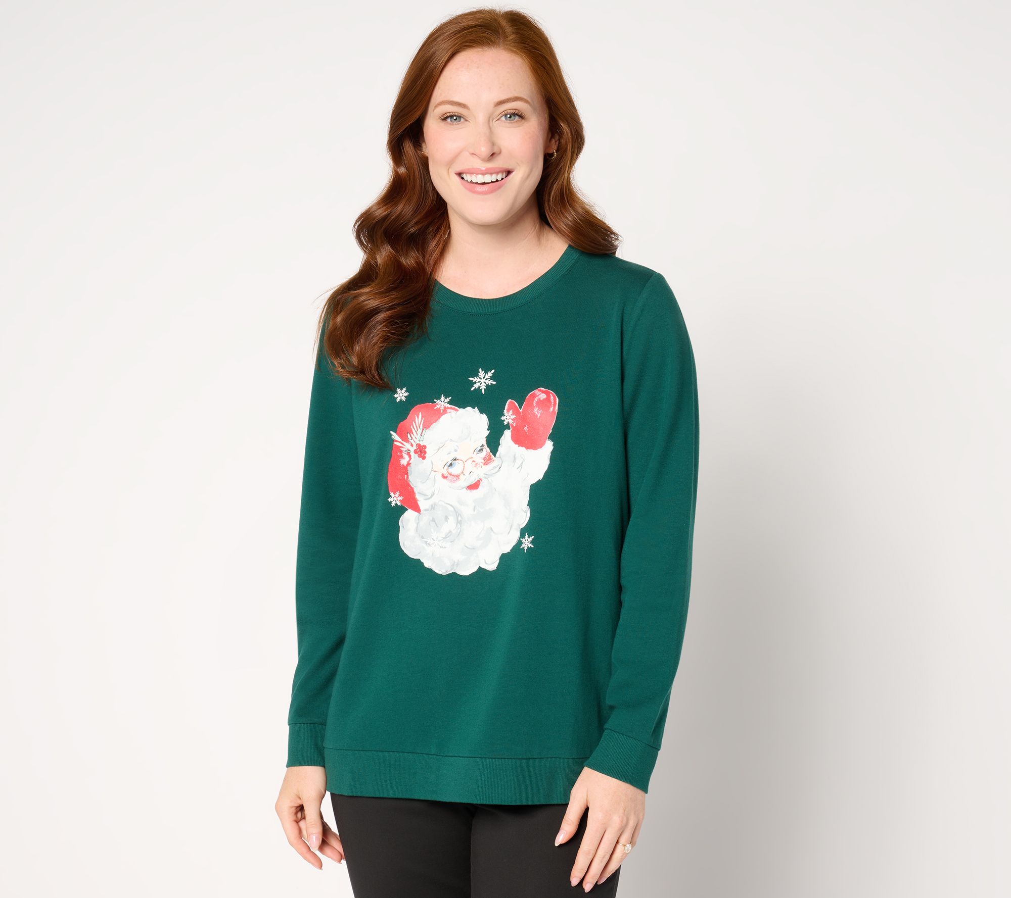 "As Is" Denim & Co. Holiday French Terry Graphic Sweatshirt